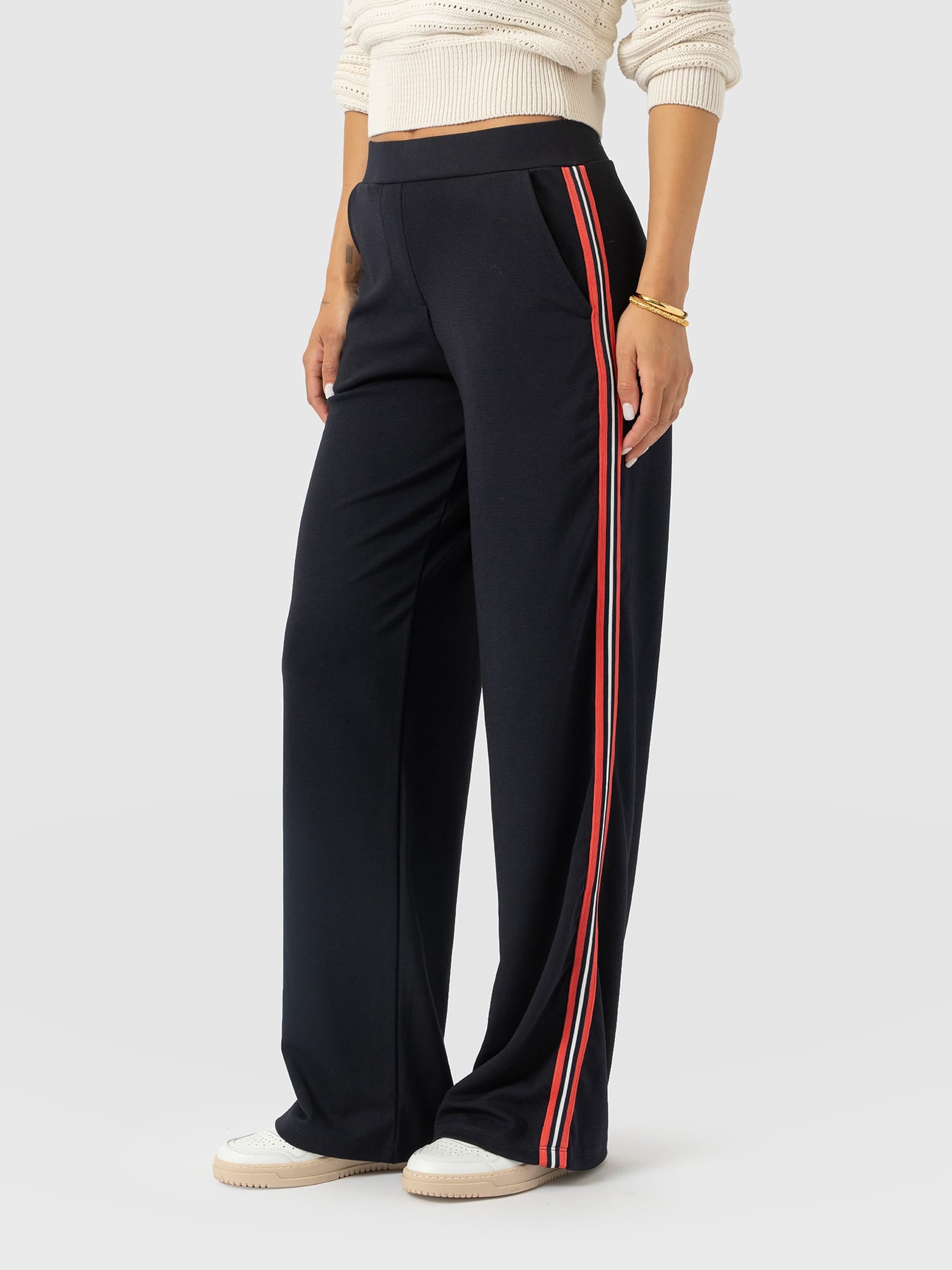 Hoxton Straight Leg Pant Navy/Red Stripe - Women's Trousers | Saint and Sofia® EU