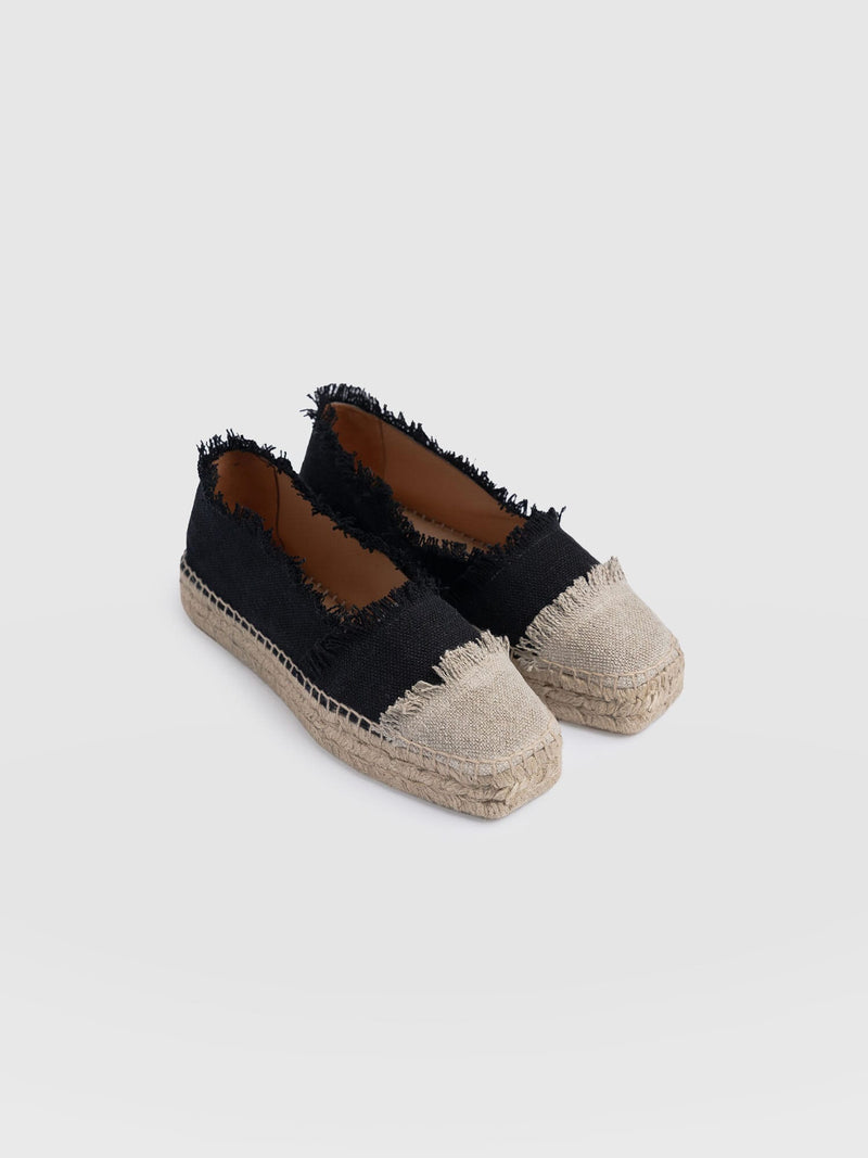 Ivy Frayed Espadrille Pumps - Black - Women's Sandalss | Saint + Sofia® EU
