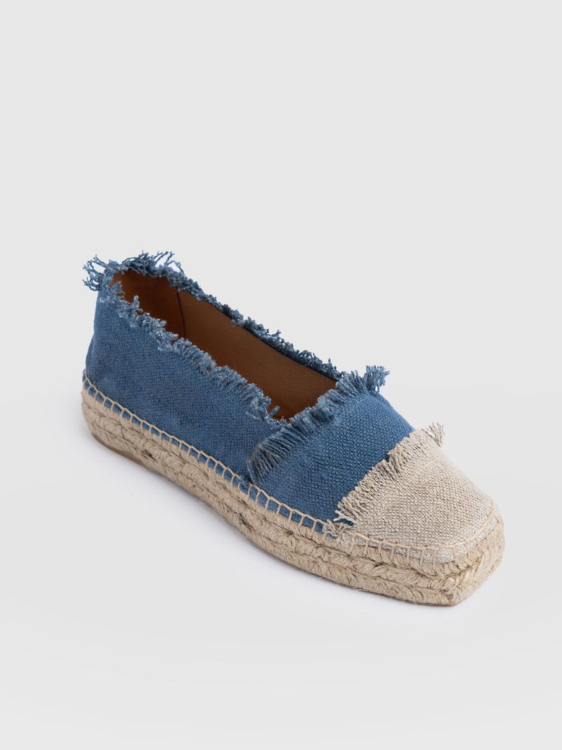 Ivy Frayed Espadrille Pumps - Blue - Women's Sandalss | Saint + Sofia® EU