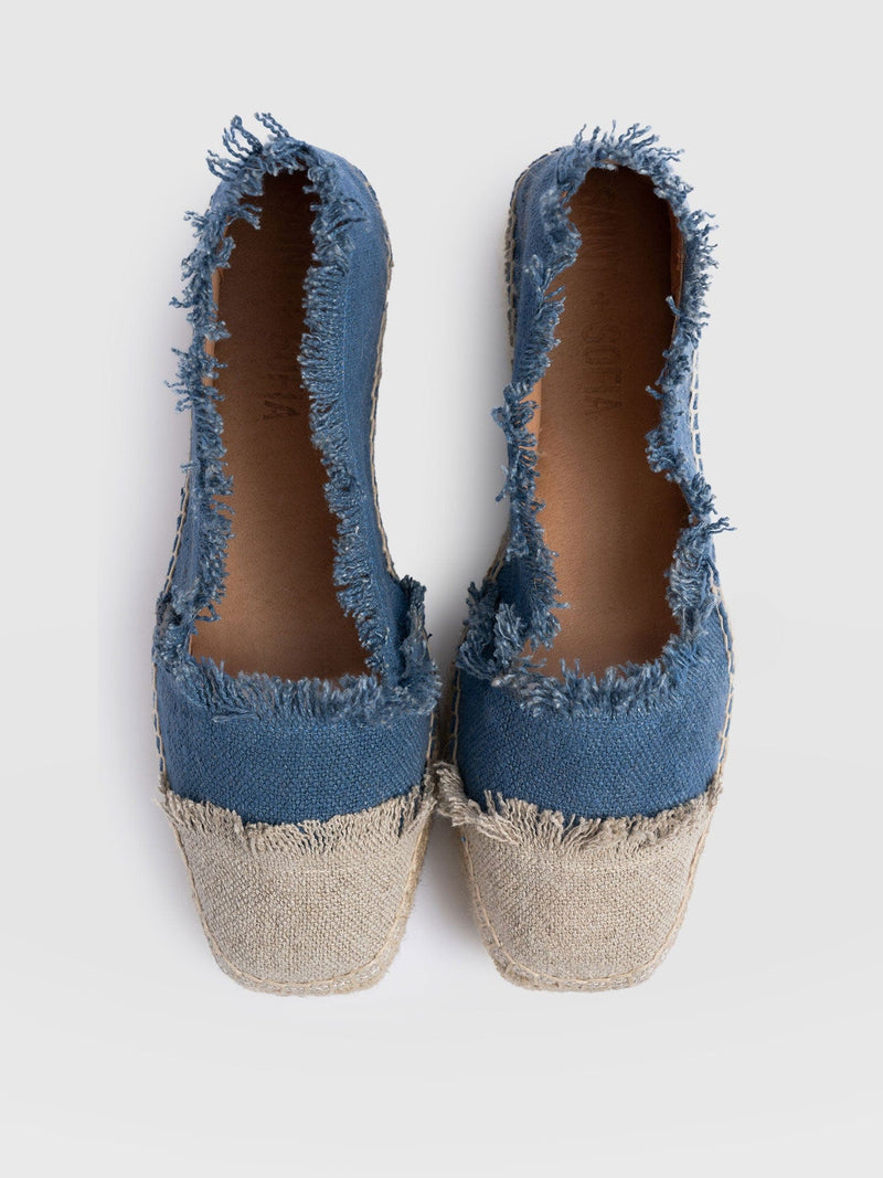 Ivy Frayed Espadrille Pumps - Blue - Women's Sandalss | Saint + Sofia® EU