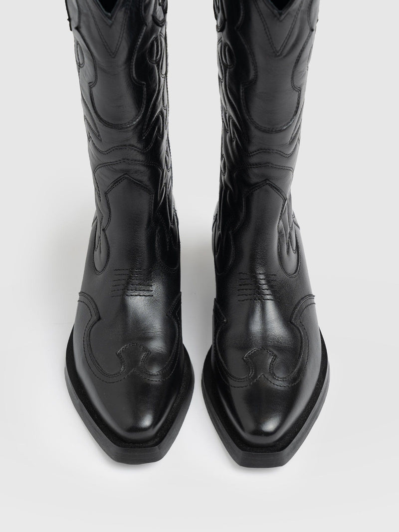 Kansas Western Boot Black - Women's Leather Boots | Saint + Sofia® EU