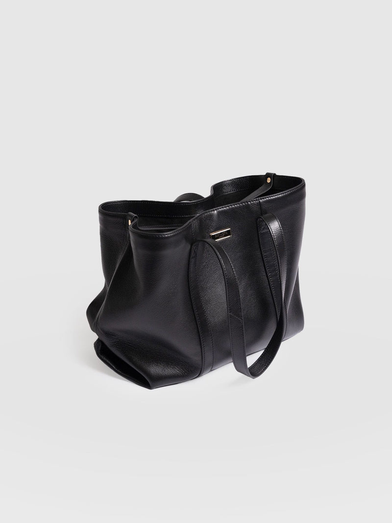 Kara Shopper Bag - Black Leather - Women's Handbags | Saint + Sofia® EU