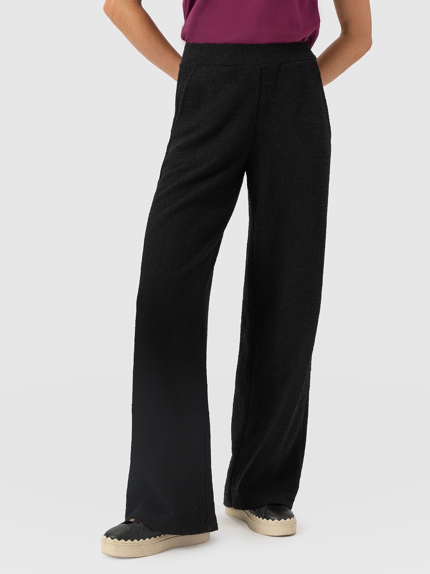 Keller Wide Leg Pant - Black Boucle - Women's Trousers | Saint and Sofia® EU