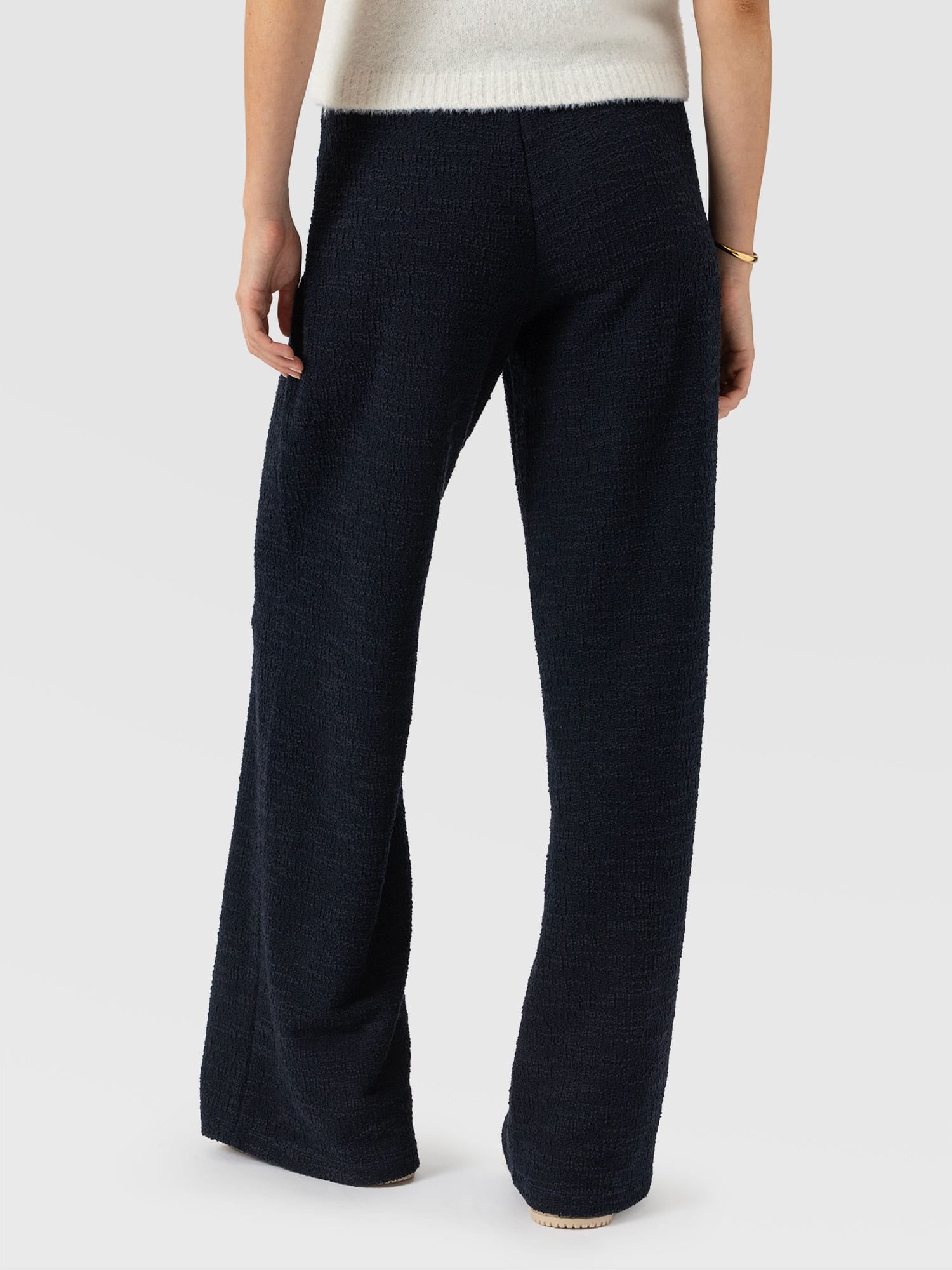 Keller Wide Leg Pant - Navy Boucle - Women's Trousers | Saint and Sofia® EU