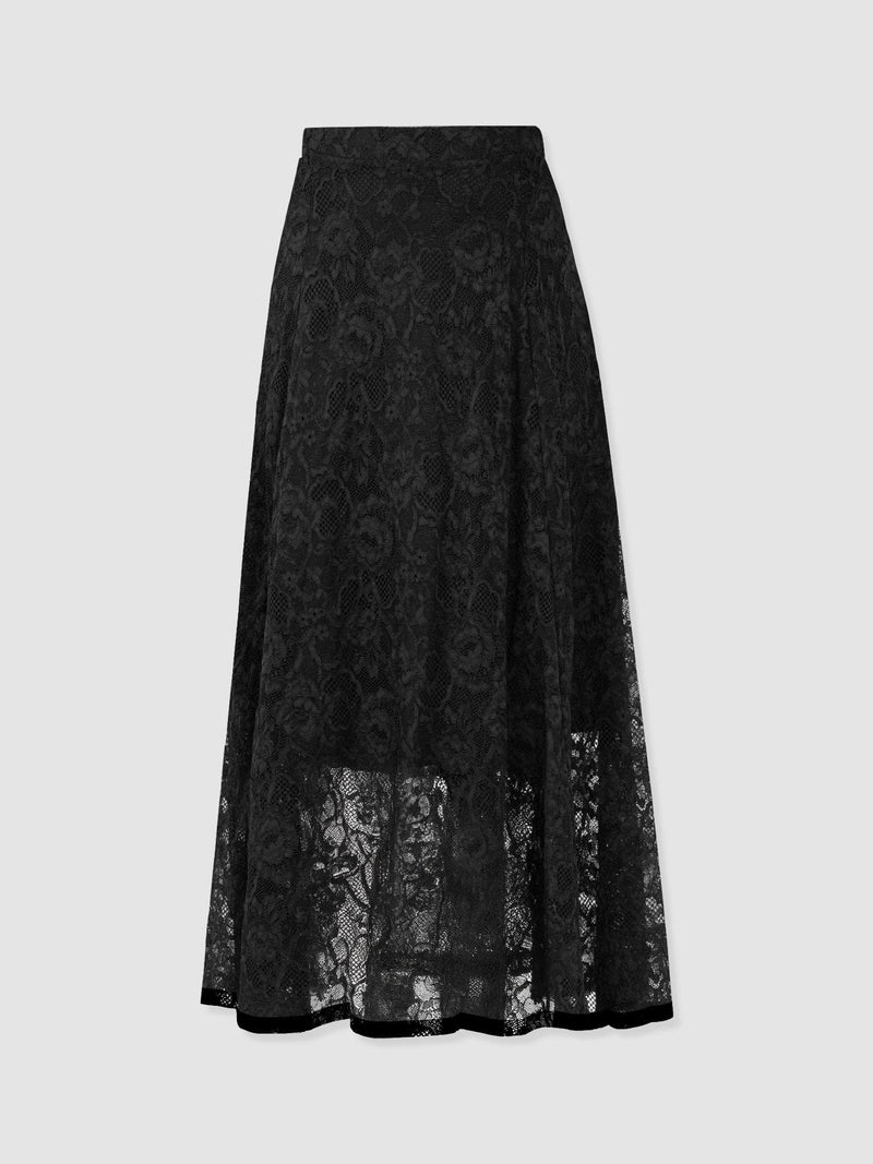 Lana A - Line Skirt - Black Lace - Women's Skirts | Saint + Sofia® EU