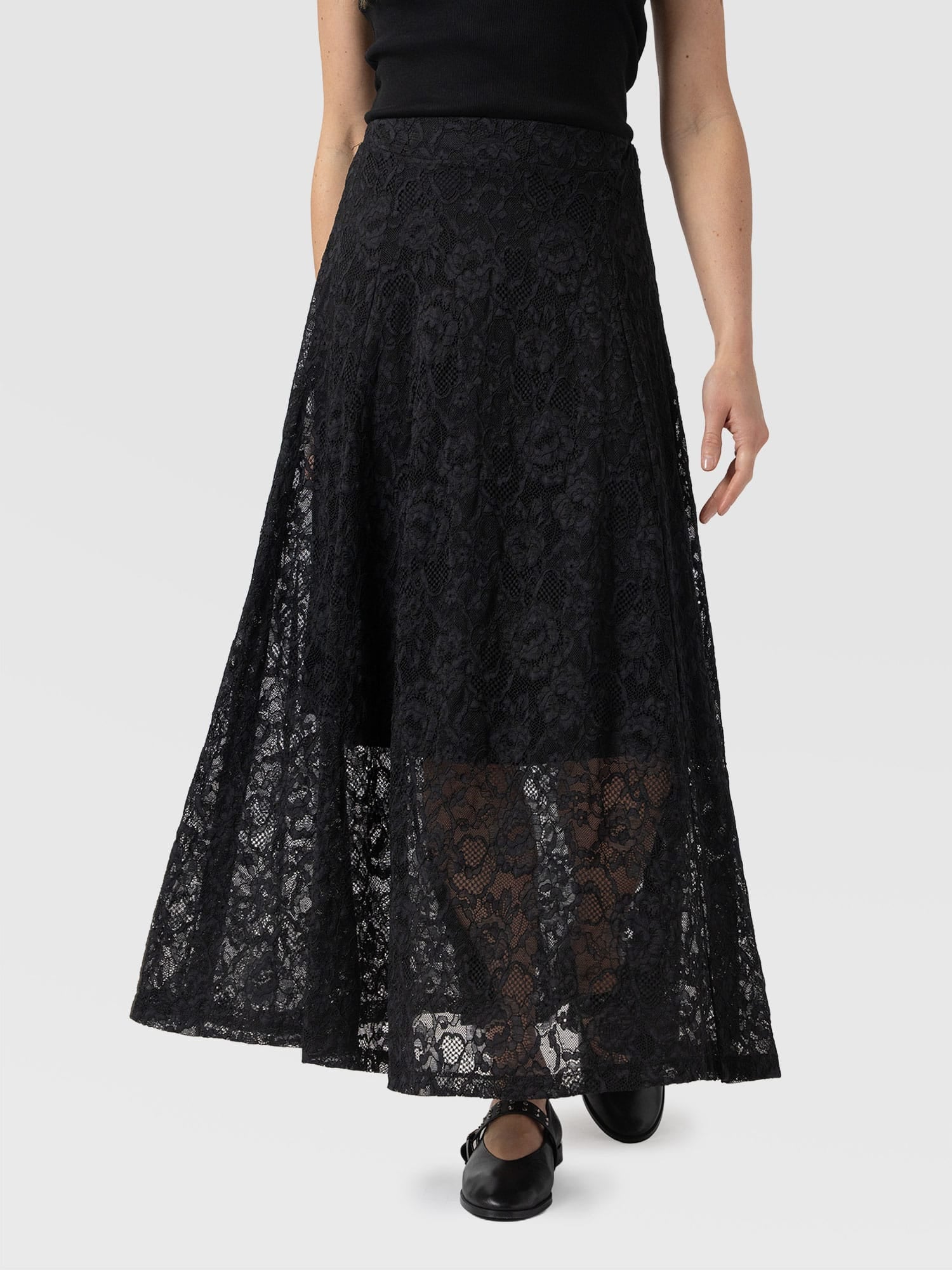 Lana A - Line Skirt - Black Lace - Women's Skirts | Saint + Sofia® EU