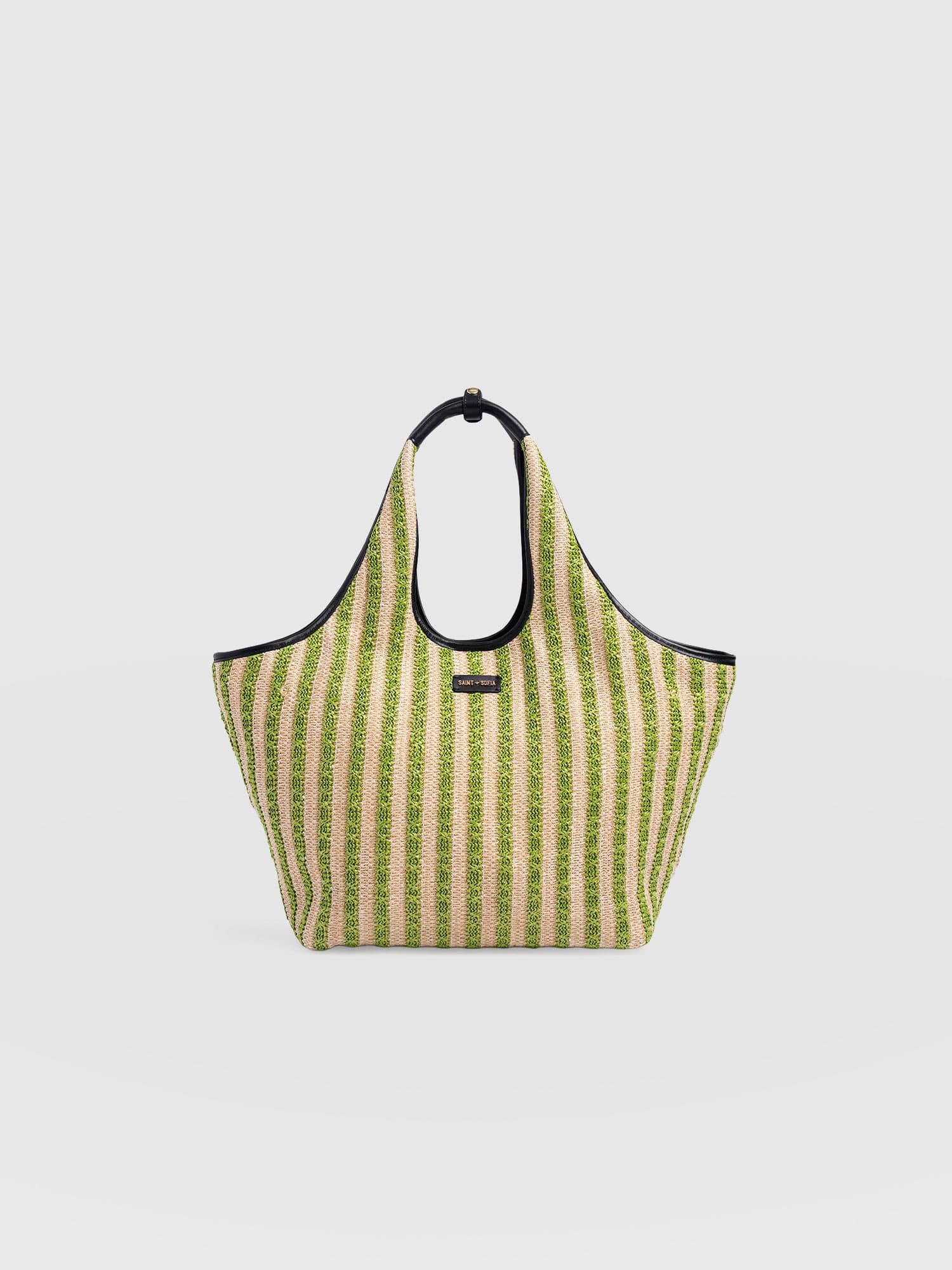 Large Stella Shoulder Tote Bag - Green Raffia - Women's Handbags | Saint + Sofia® EU