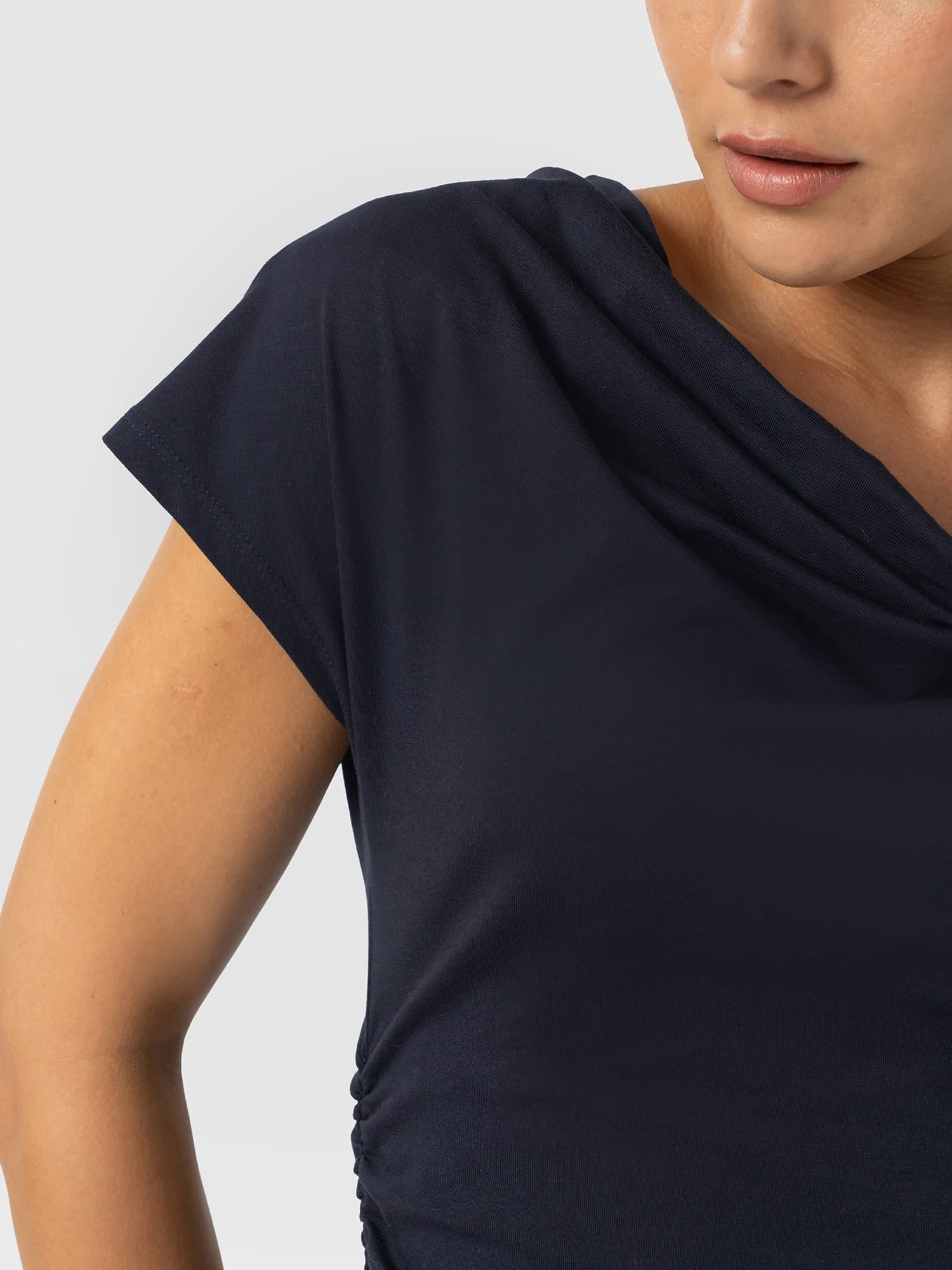 Laurie Cowl Neck Dress - Navy - Women's Dresses | Saint and Sofia® EU