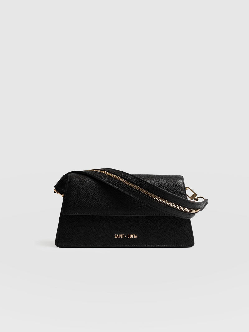 Lennox Half Flap Bag - Black - Women's Handbags | Saint + Sofia® EU