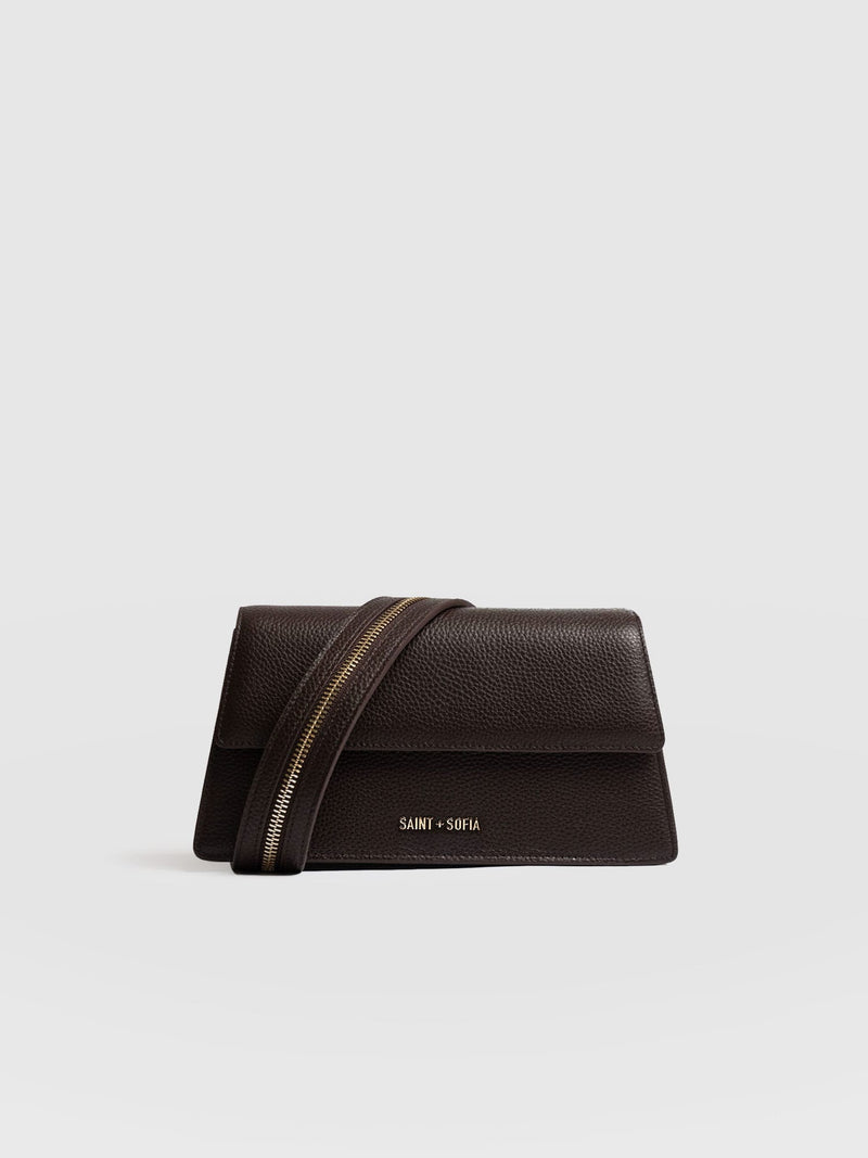 Lennox Half Flap Bag - Chocolate - Women's Handbags | Saint + Sofia® EU