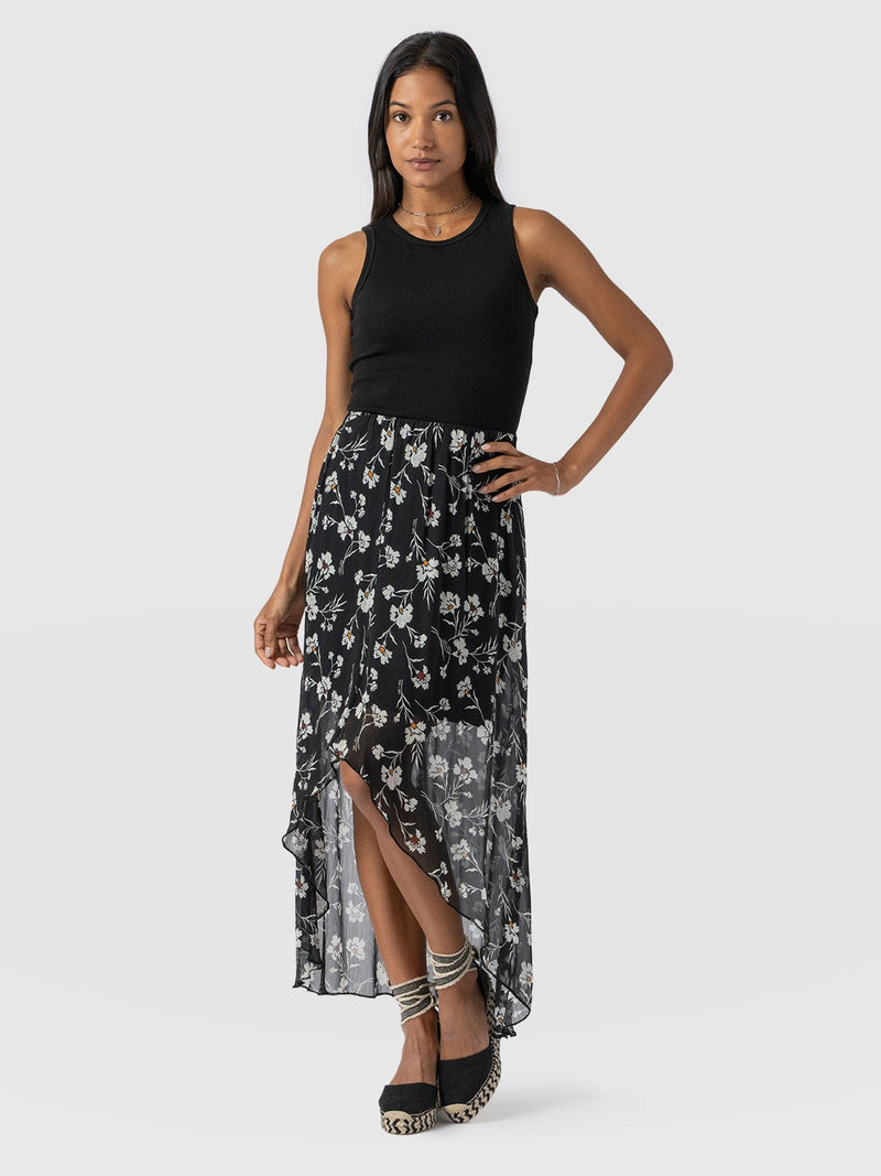 Lexi High Low Skirt - Black Spring Floral - Women's Skirts | Saint and Sofia® EU