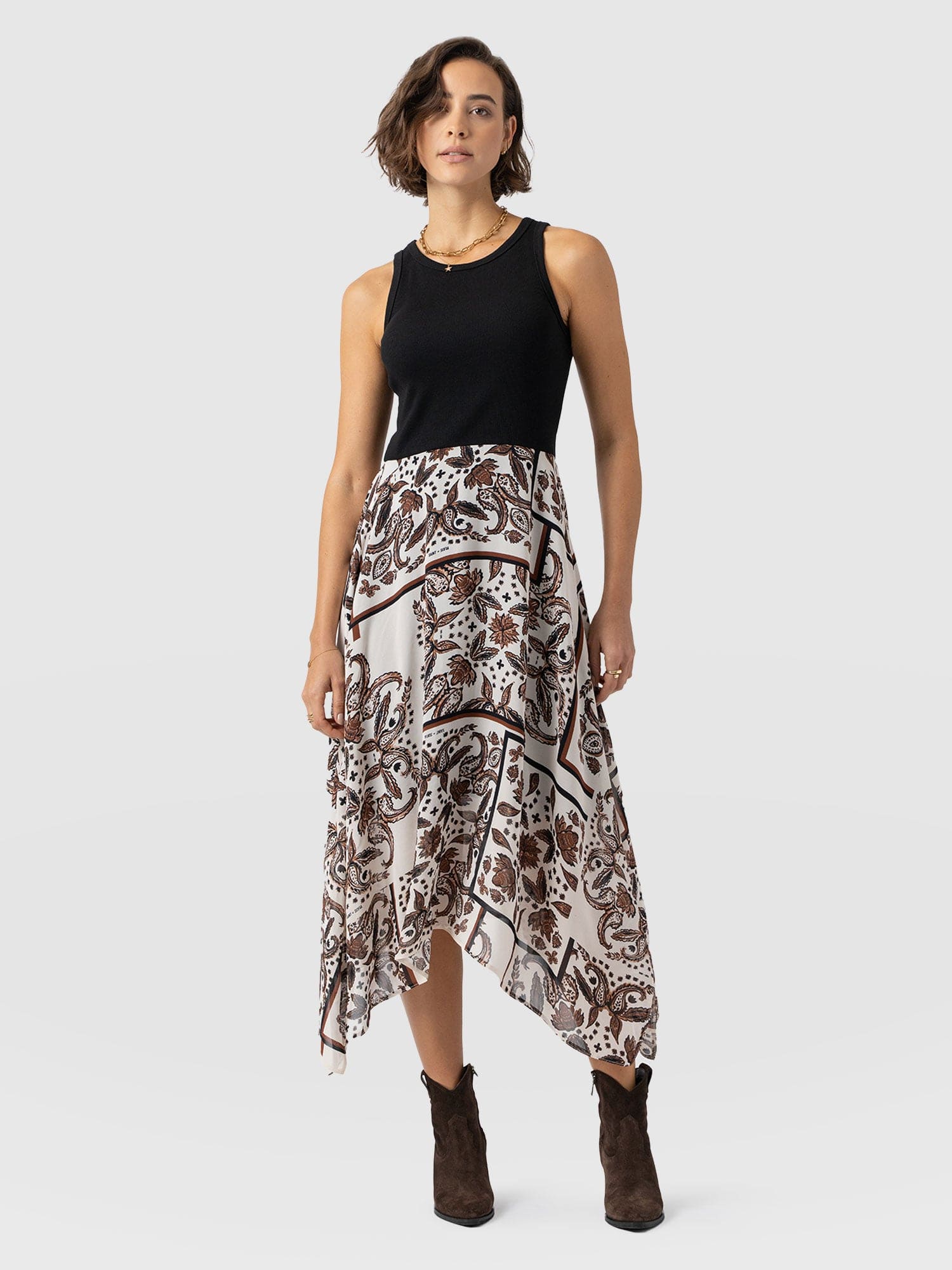 Lila Hanky Hem Dress - Cream Paisley - Women's Dresses | Saint + Sofia? EU