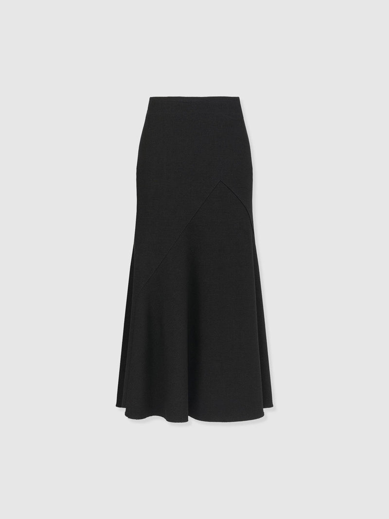 Lumi Panelled Skirt - Black Boucle - Women's Skirts | Saint + Sofia® EU