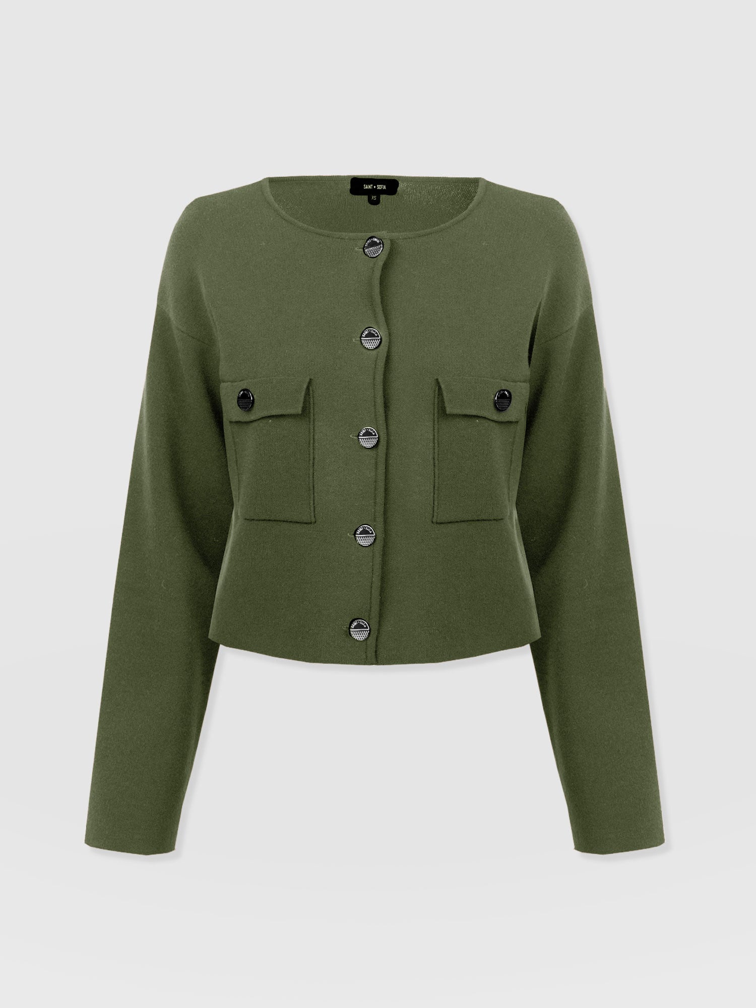 Maeva Knit Jacket - Khaki - Women's Knitwears | Saint + Sofia® EU