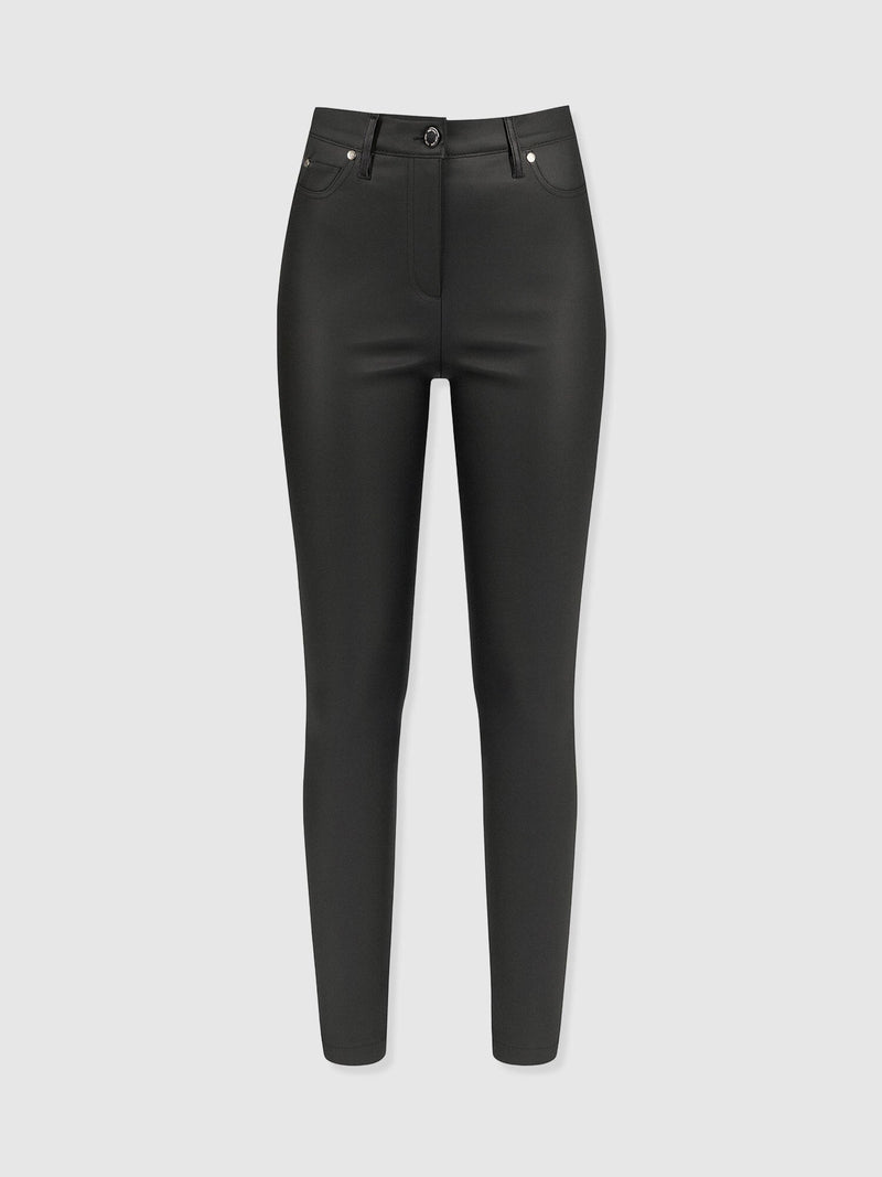 Maeva Skinny Pant Black Coated - Women's Trousers | Saint + Sofia® EU