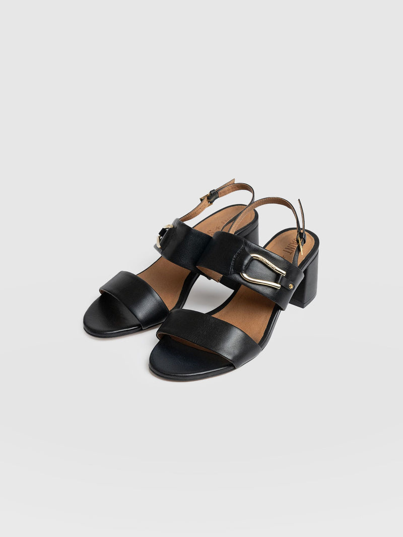 Maida Block Heeled Mules - Black - Women's Shoes | Saint + Sofia® EU