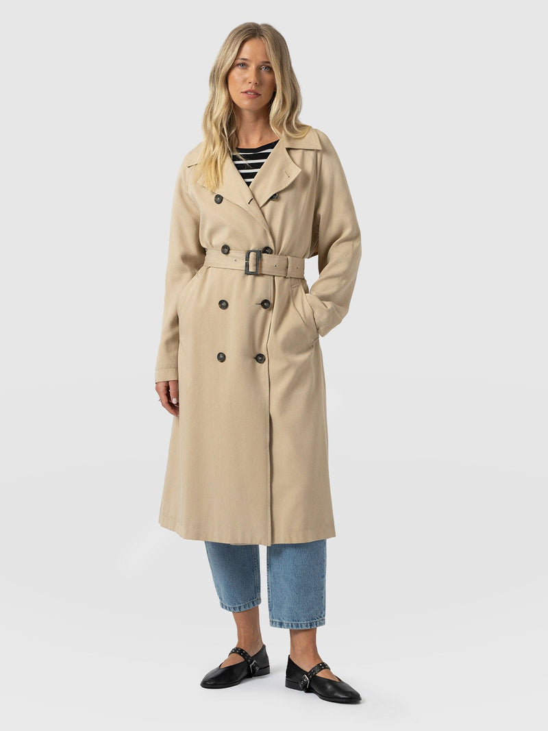 Marion Double Breasted Trench Beige - Women's Overcoats | Saint + Sofia® EU