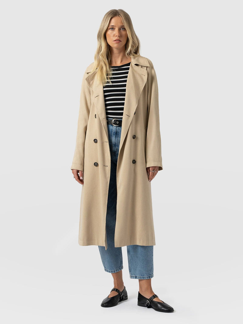 Marion Double Breasted Trench Beige - Women's Overcoats | Saint + Sofia® EU