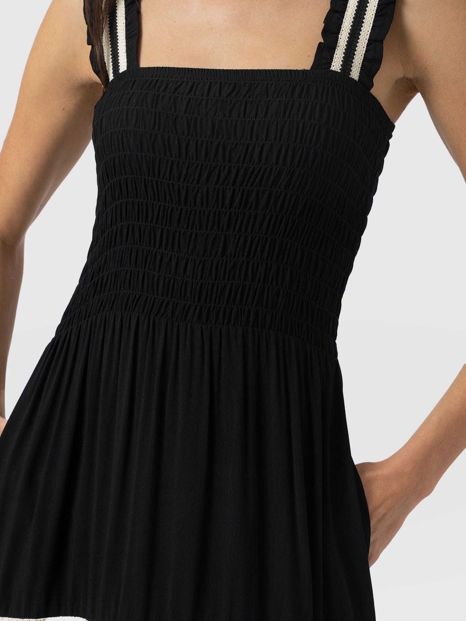 Maya Shirring Dress - Black - Women's Dresses | Saint and Sofia® EU