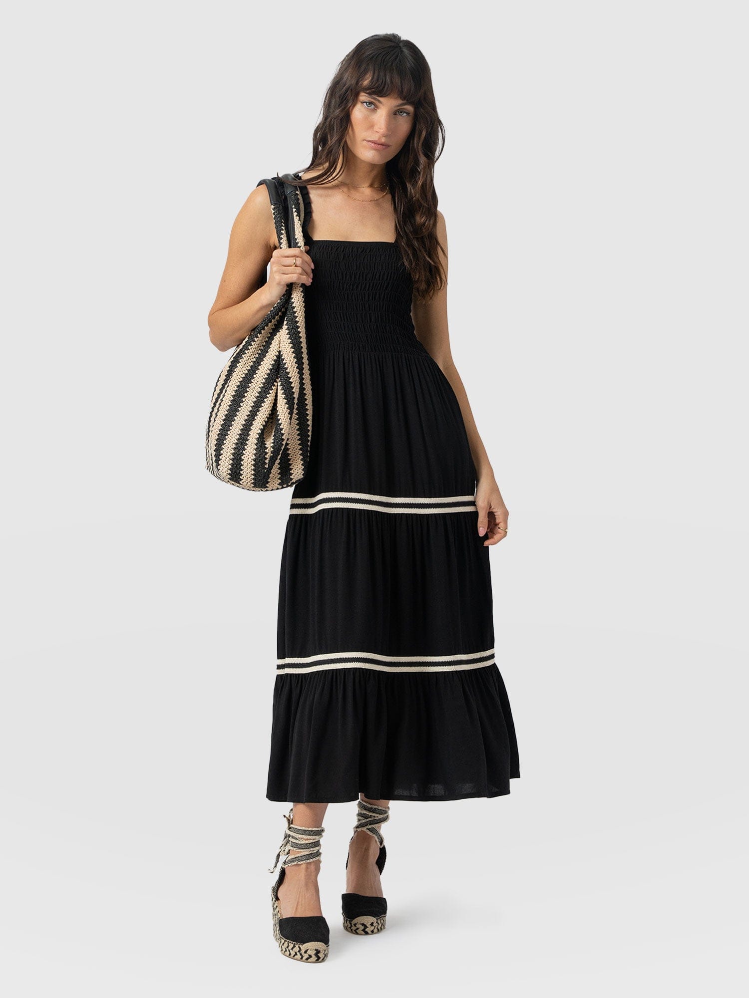 Maya Shirring Dress - Black - Women's Dresses | Saint and Sofia® EU