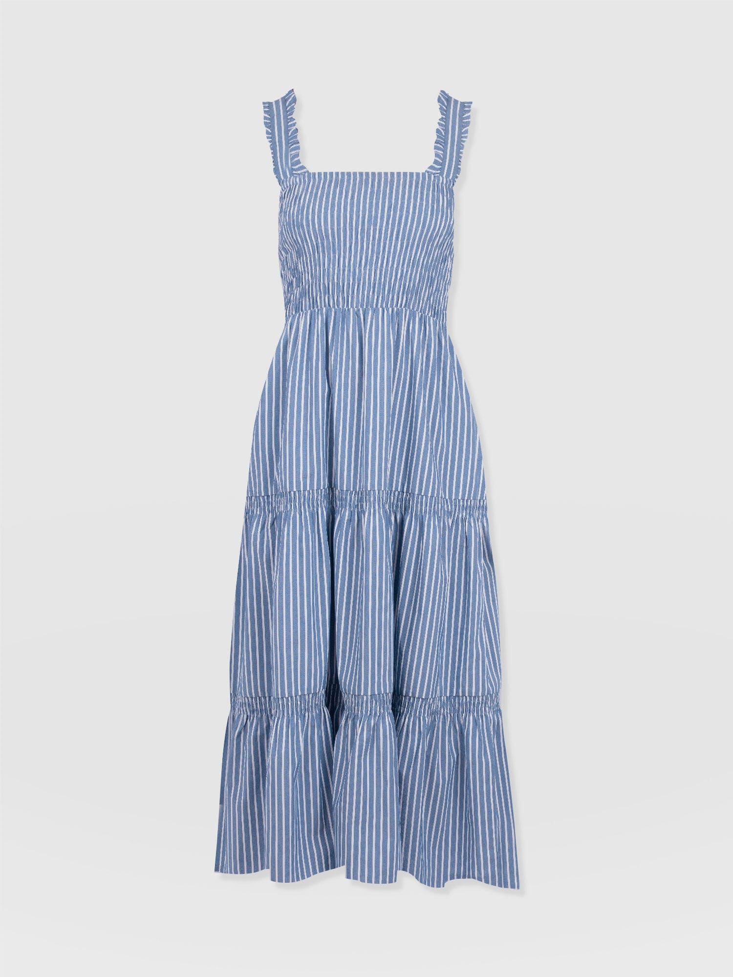 Maya Shirring Dress - Blue Stripe - Women's Dresses | Saint + Sofia® EU
