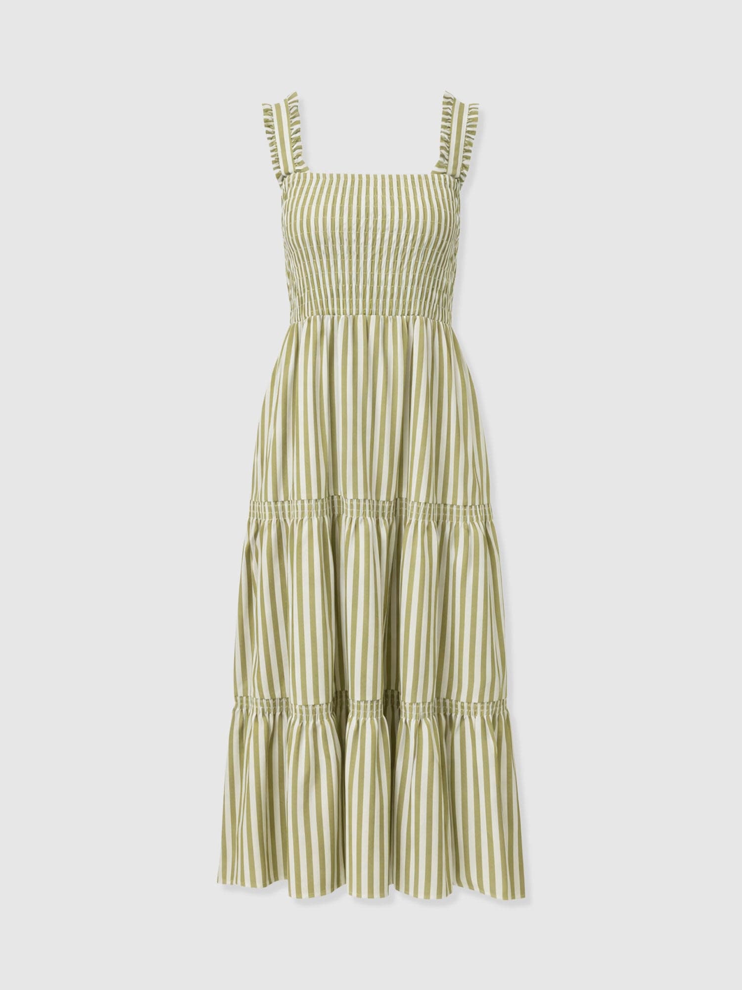Maya Shirring Dress - Green Stripe - Women's Dresses | Saint + Sofia® EU