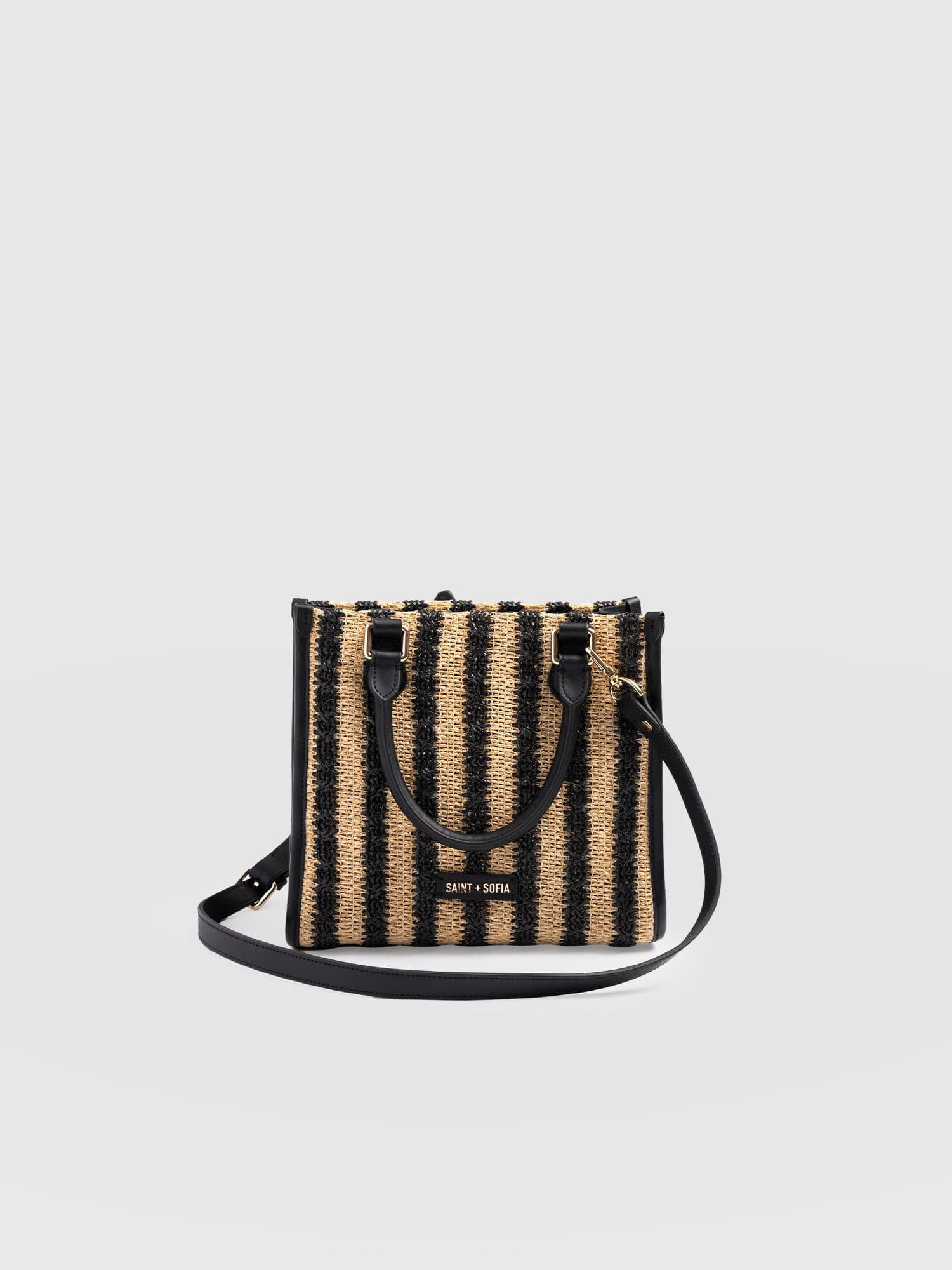 Mia Mini Tote Bag - Black Raffia - Women's Handbags | Saint + Sofia® EU