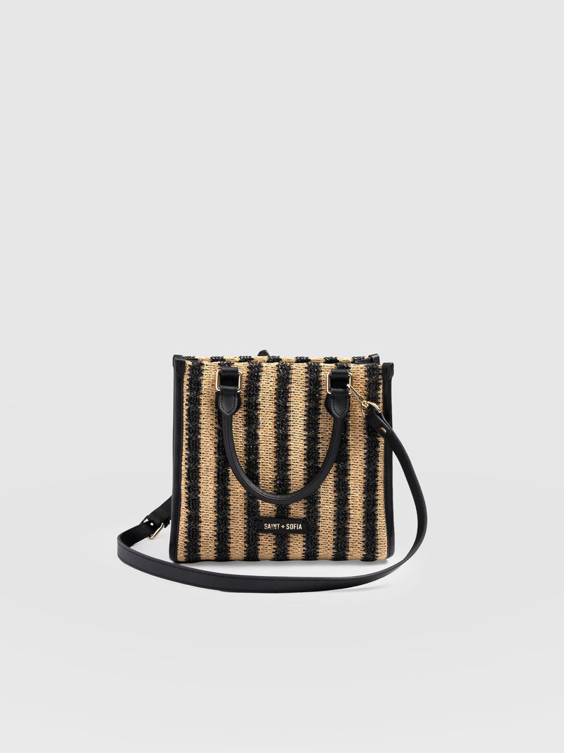 Mia Mini Tote Bag - Black Raffia - Women's Handbags | Saint + Sofia® EU