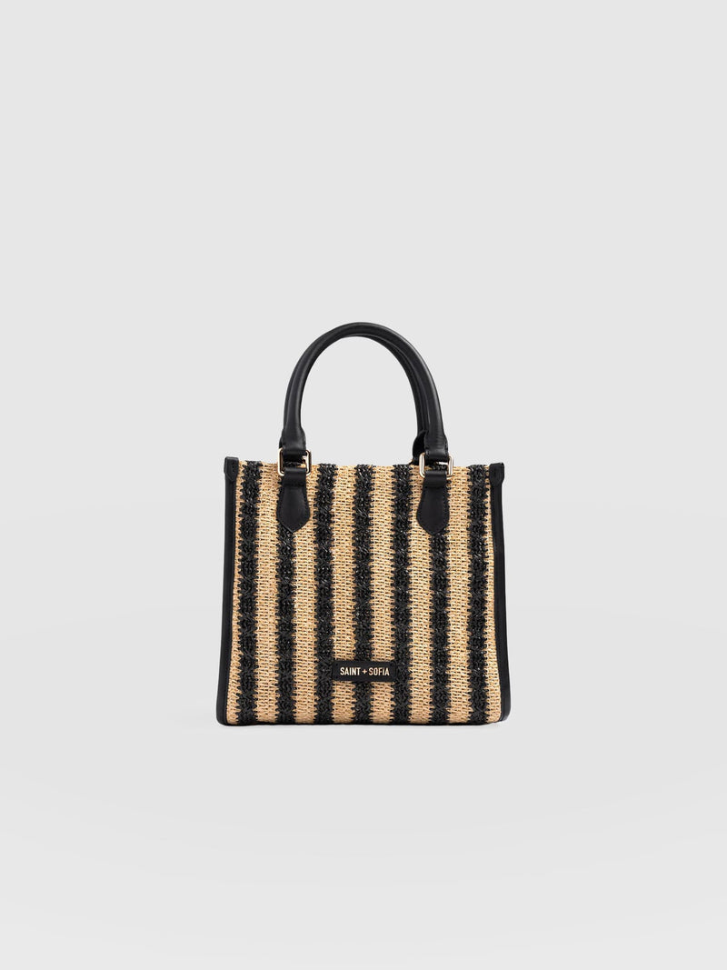 Mia Mini Tote Bag - Black Raffia - Women's Handbags | Saint + Sofia® EU