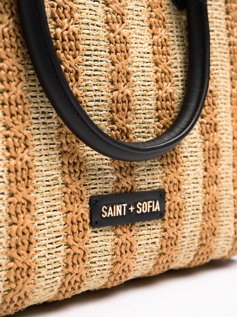Mia Mini Tote Bag - Orange Raffia - Women's Handbags | Saint + Sofia® EU