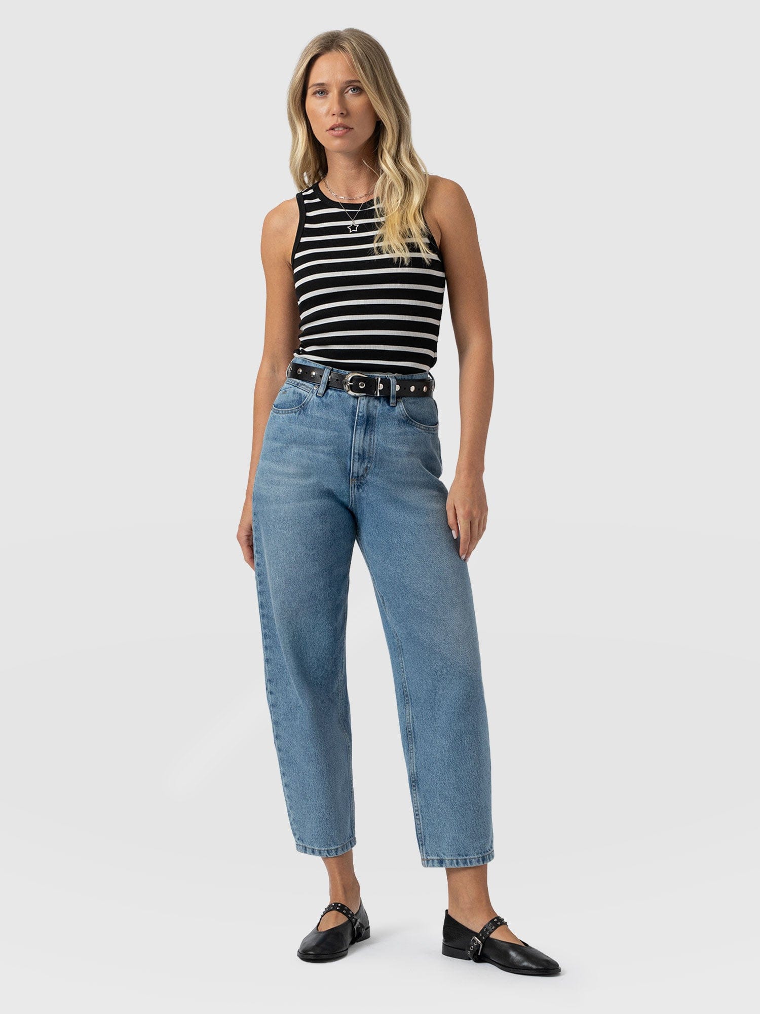 Nova Racer Vest - Black & White Stripe - Women's T-shirts | Saint + Sofia® EU