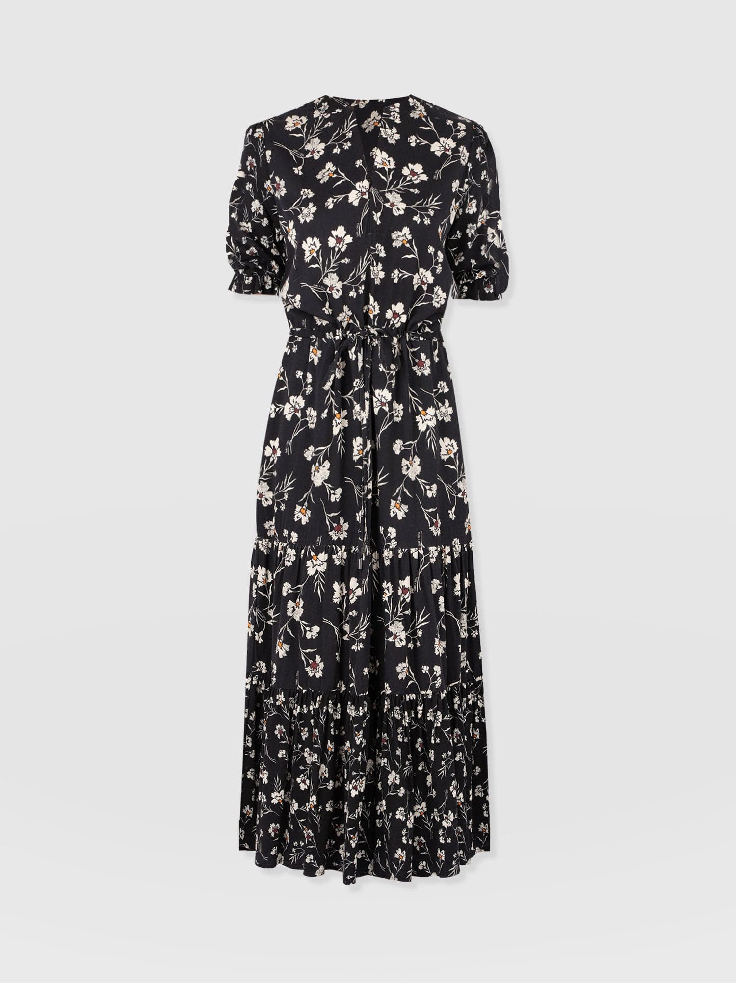 Olivia Zip Up Short Sleeve Dress - Black Spring Floral - Women's Dresss | Saint + Sofia® EU