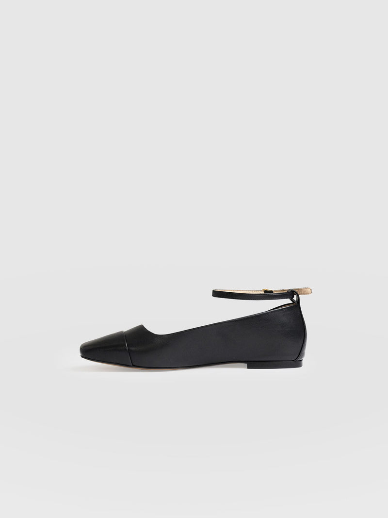 Ophelia Leather Ballerinas Black - Women's Shoes | Saint + Sofia® EU