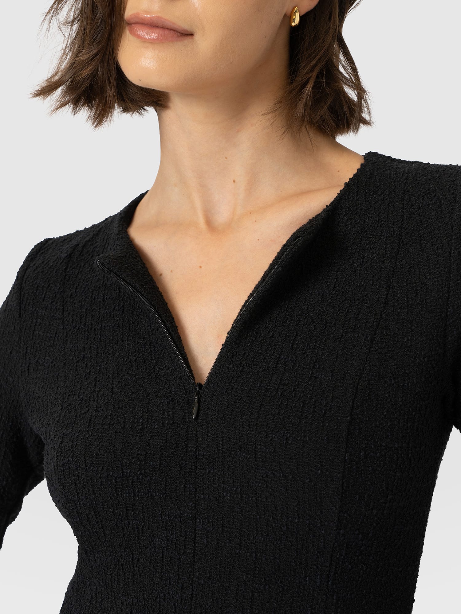 Orla Midi Dress - Black Boucle - Women's Dresses | Saint and Sofia® EU