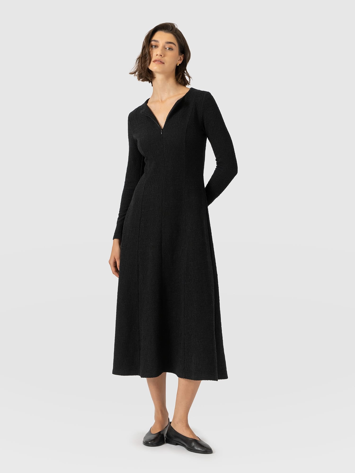 Orla Midi Dress - Black Boucle - Women's Dresses | Saint and Sofia® EU
