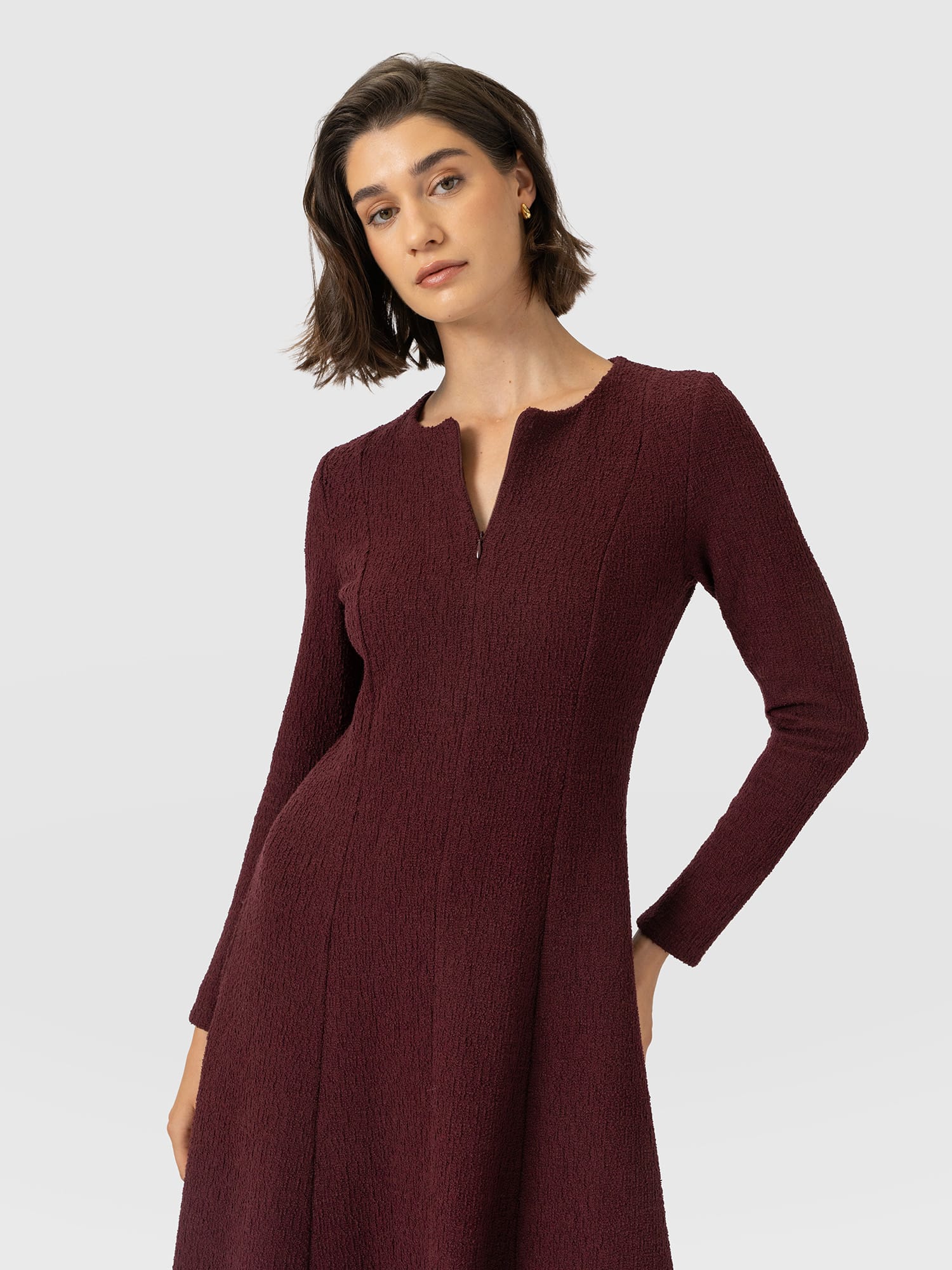 Orla Midi Dress - Burgundy Boucle - Women's Dresses | Saint and Sofia® EU