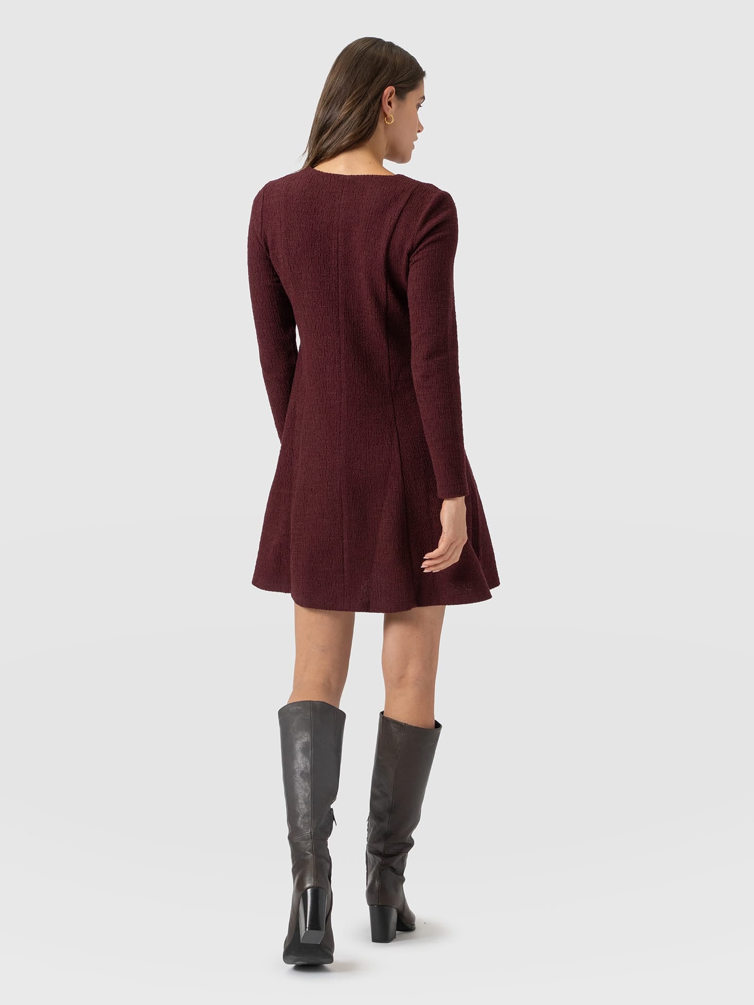 Orla Mini Dress - Burgundy Boucle - Women's Dresses | Saint and Sofia® EU