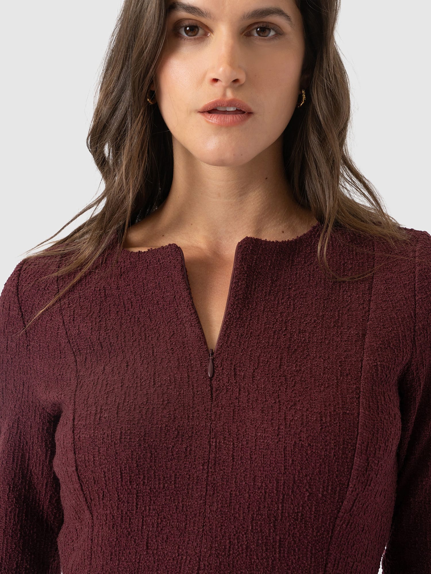 Orla Mini Dress - Burgundy Boucle - Women's Dresses | Saint and Sofia® EU