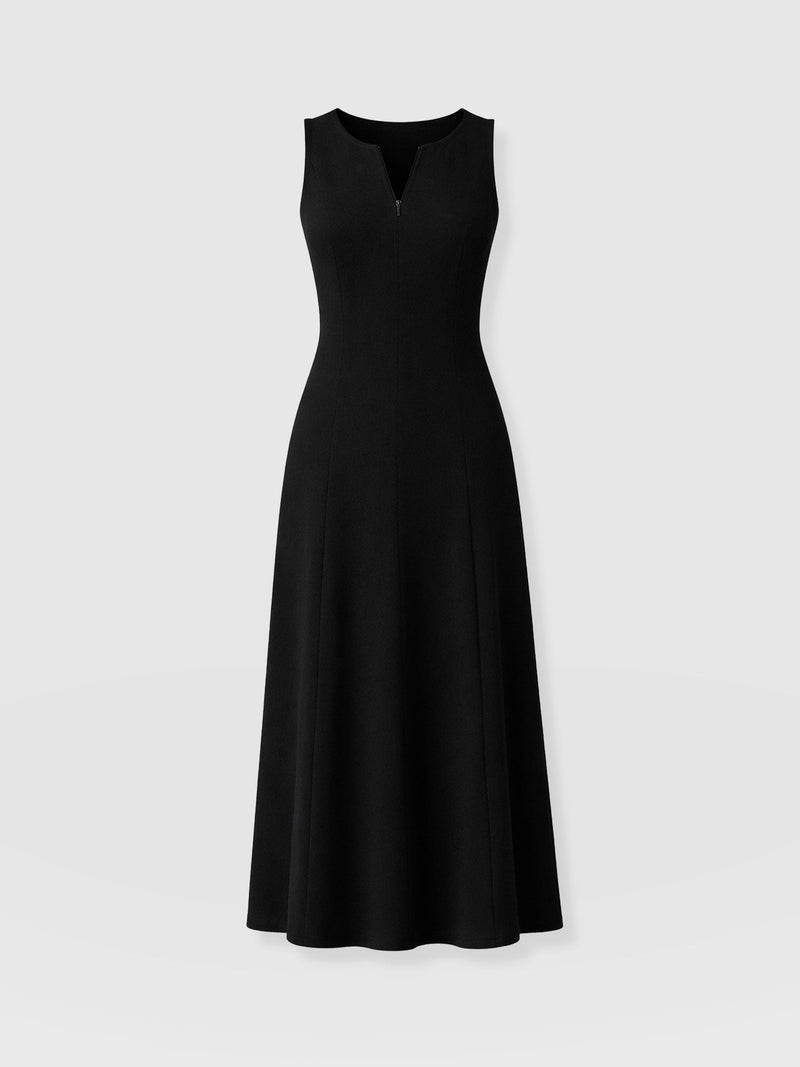 Orla Sleeveless Midi Dress - Black Textured - Women's Dresses | Saint and Sofia® EU