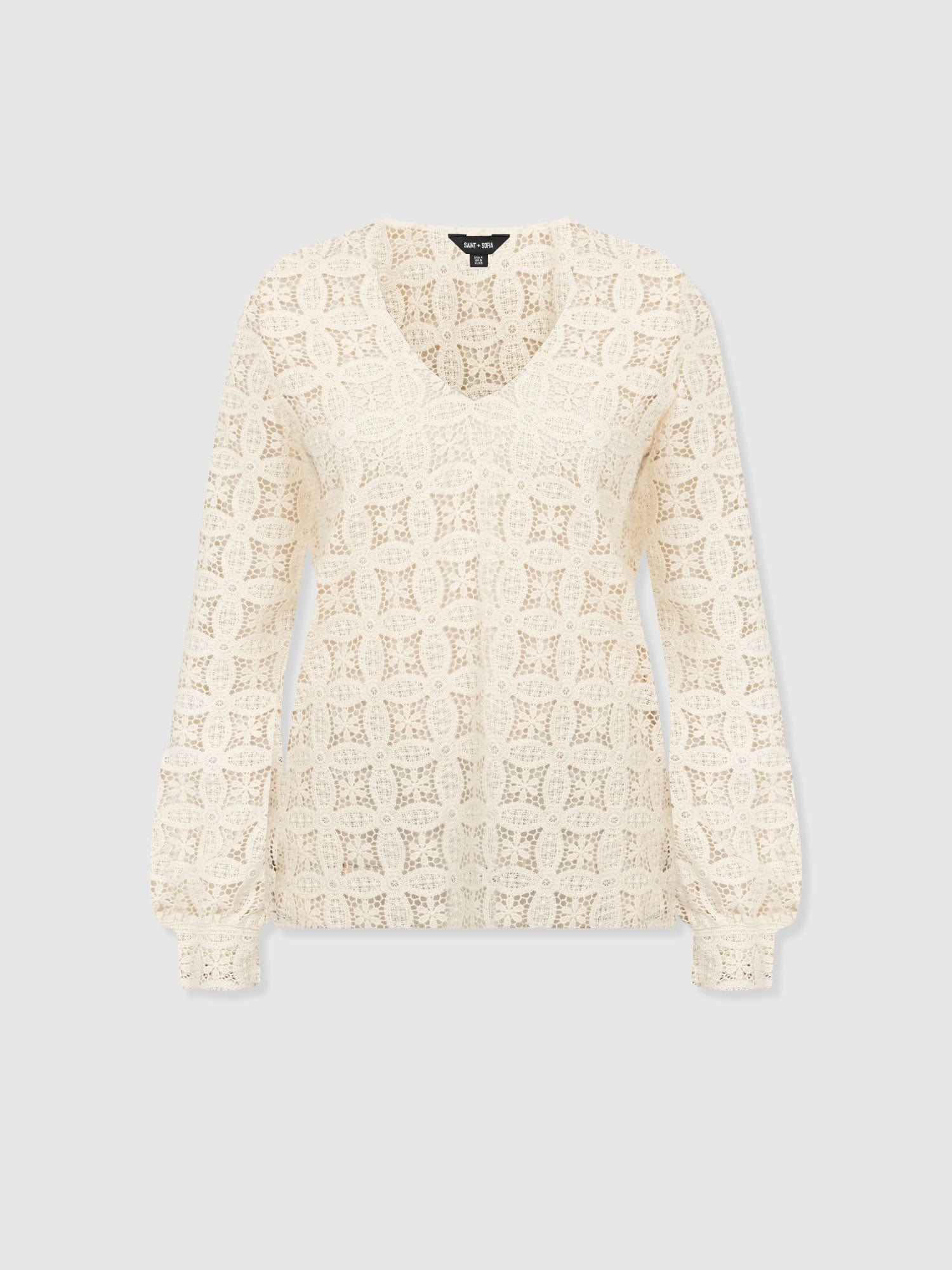 Ottilie V Neck Blouse - Cream Broderie - Women's Blouses | Saint + Sofia® EU