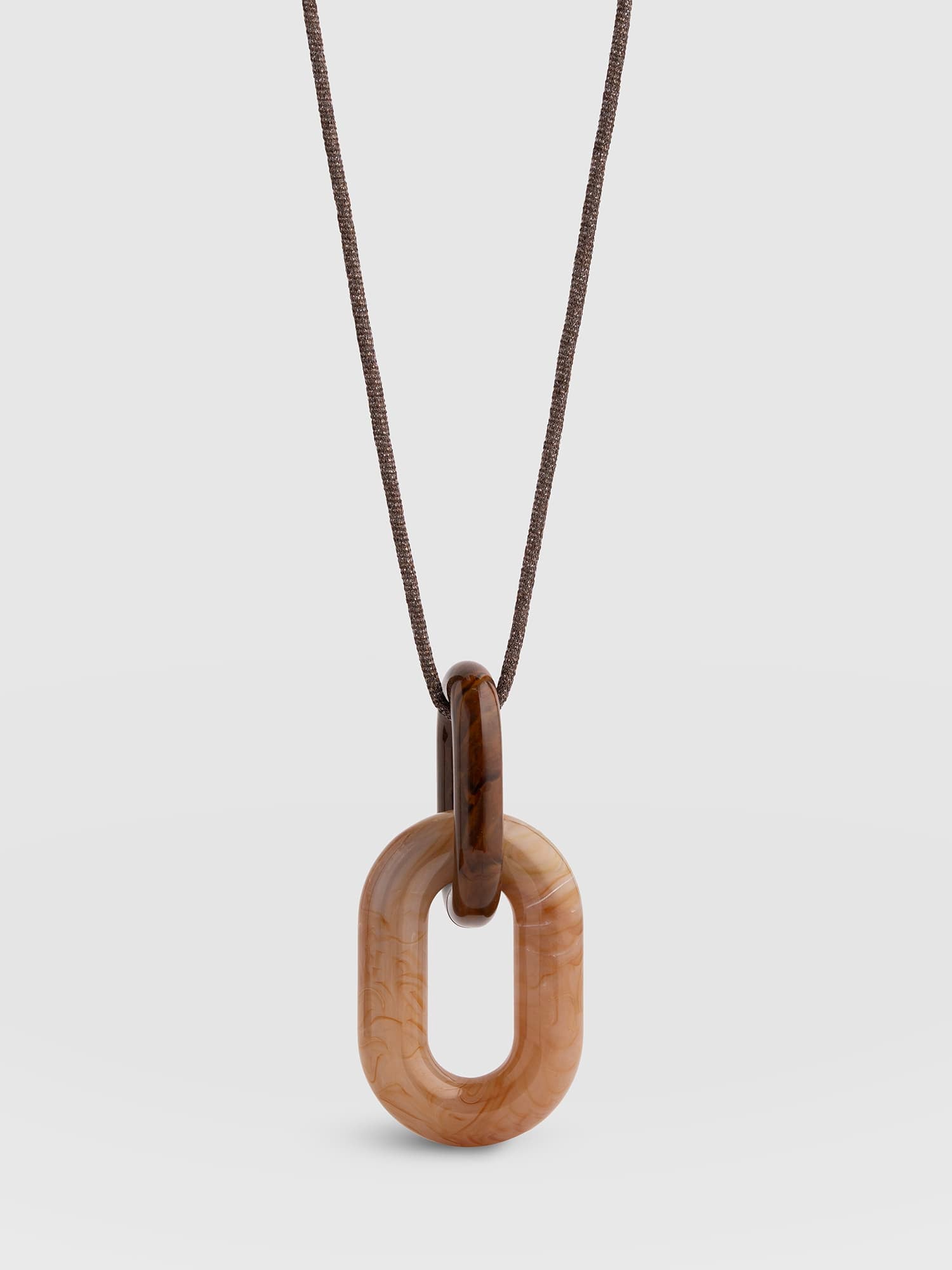 Oval Pendant Necklace - Cream/Brown - Women's Jewellers | Saint and Sofia® EU