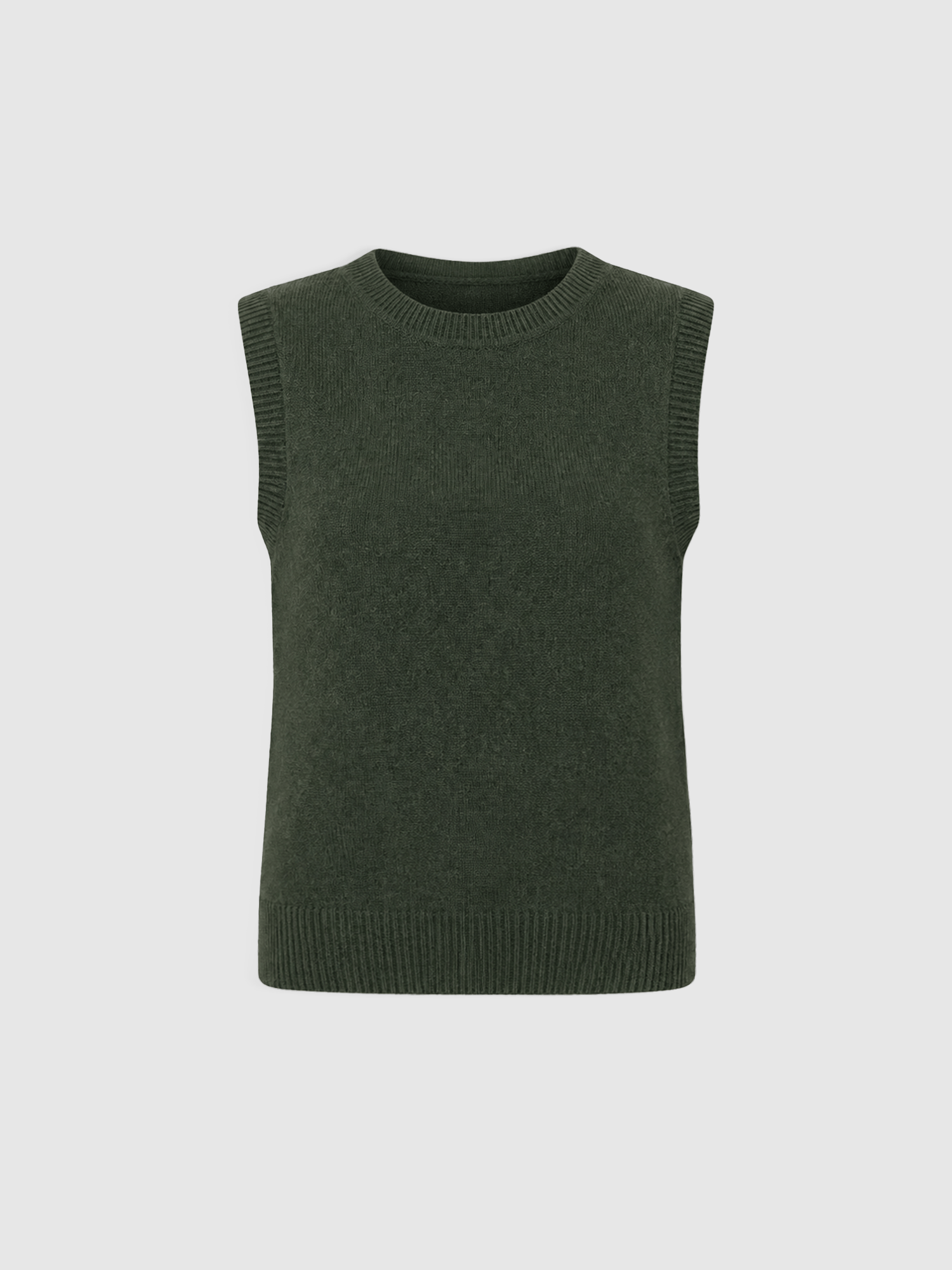 Oxford Cashmere Sleeveless Knit - Khaki - Women's Jumpers | Saint and Sofia® EU