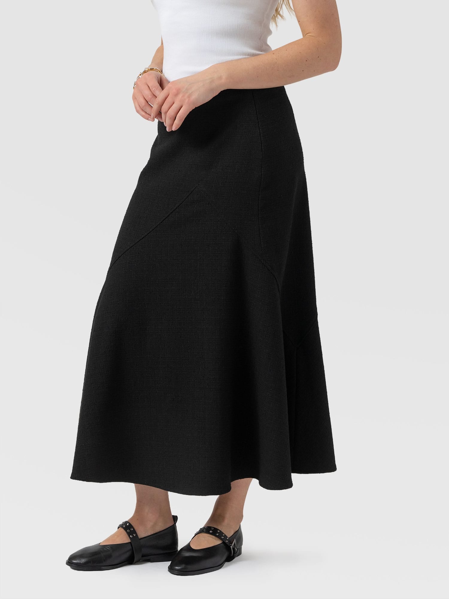 Piper Panelled Skirt - Black Boucle - Women's Skirts | Saint + Sofia® EU
