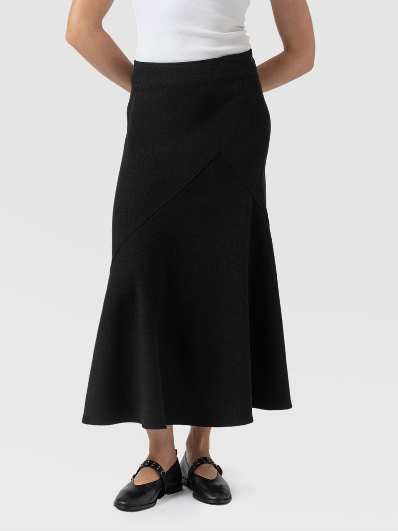 Piper Panelled Skirt - Black Boucle - Women's Skirts | Saint + Sofia® EU
