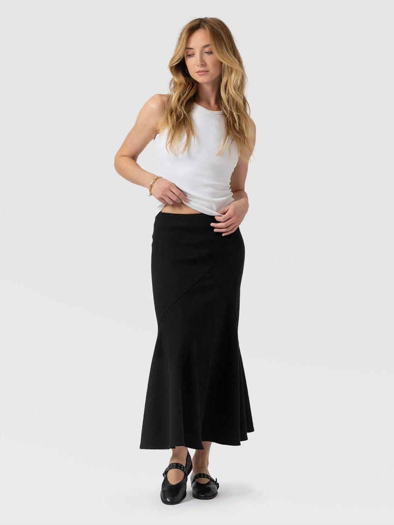 Piper Panelled Skirt - Black Boucle - Women's Skirts | Saint + Sofia® EU