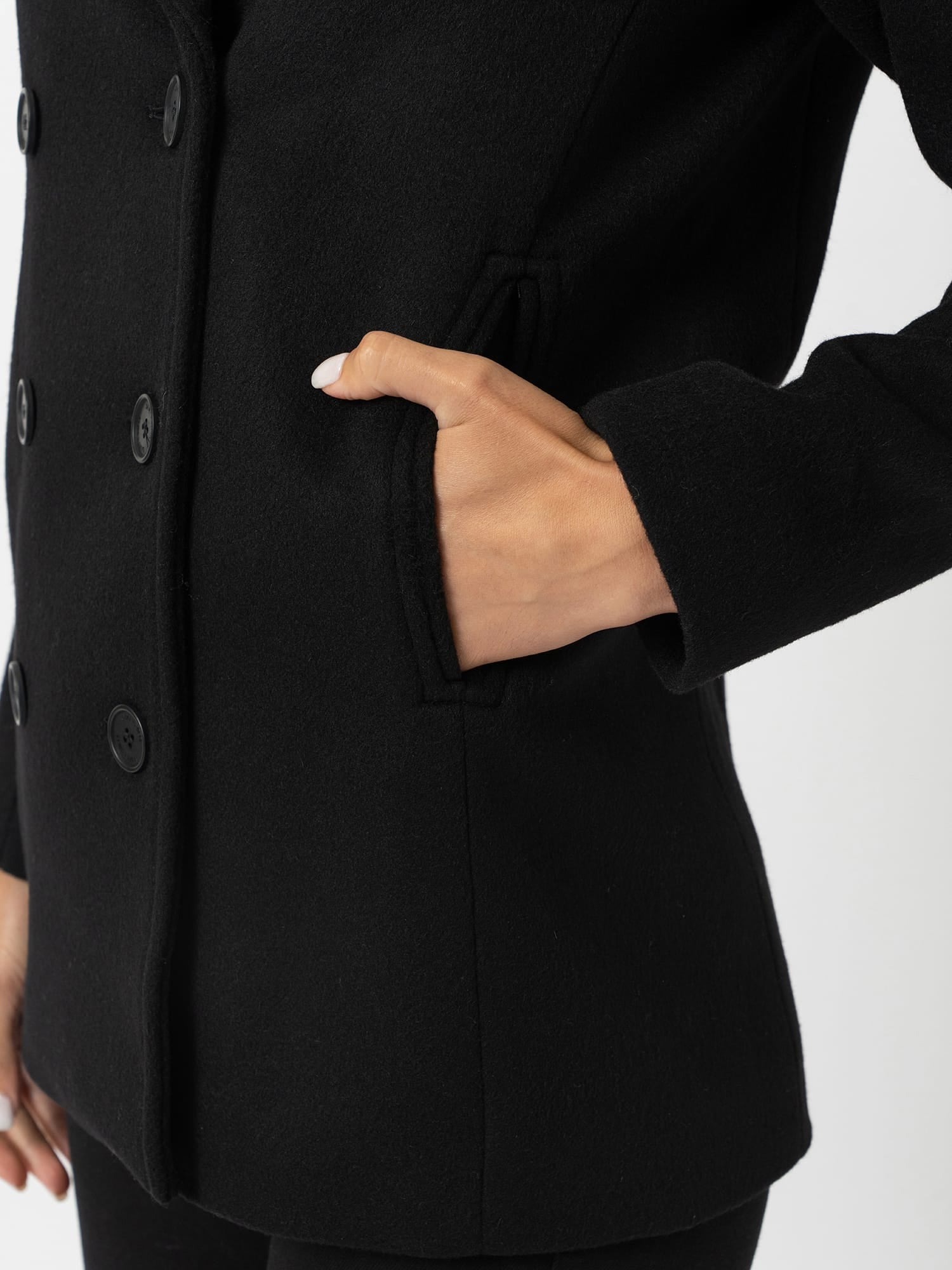 Quinn Pea Coat Black - Women's Coats | Saint and Sofia® EU