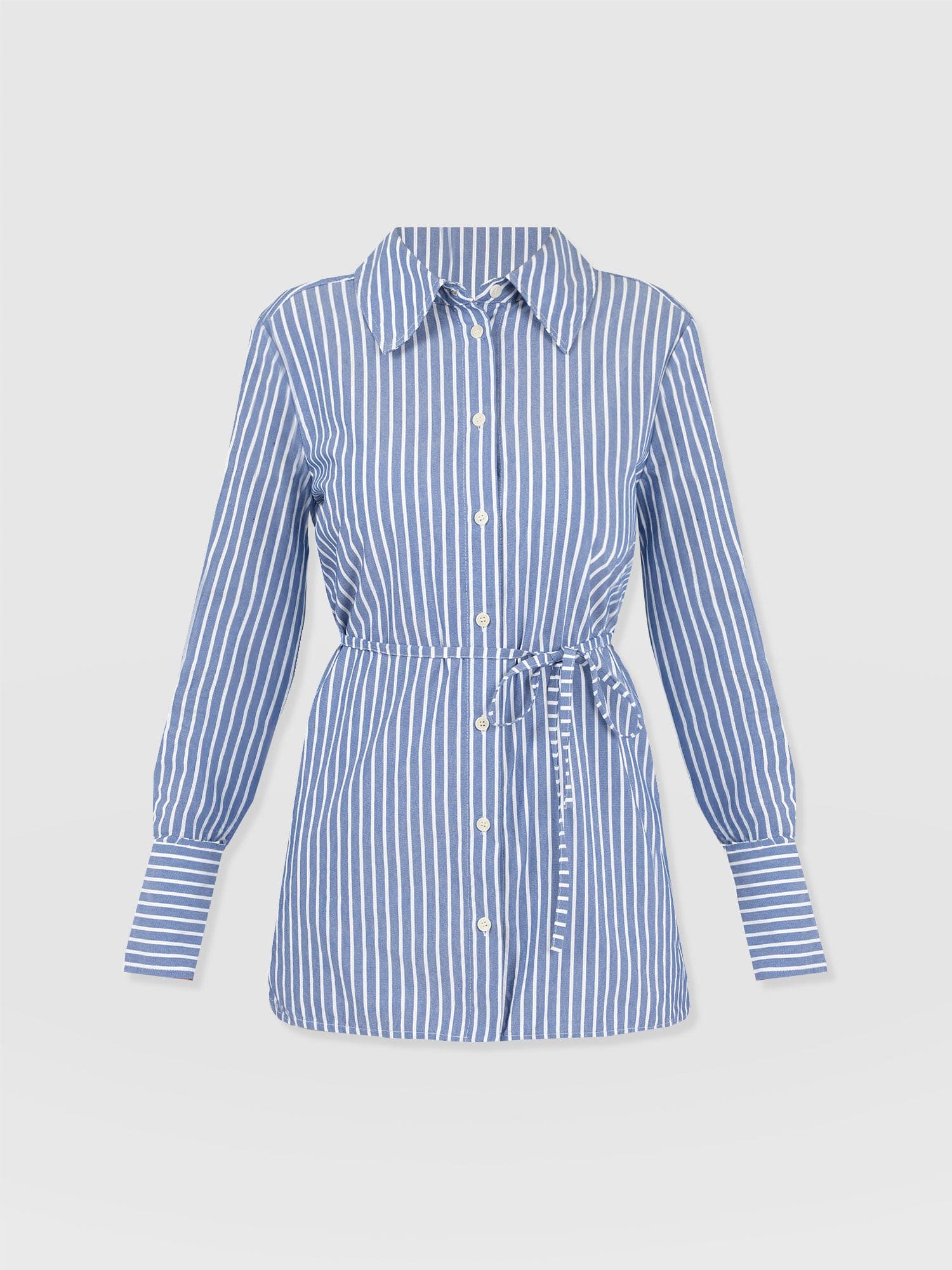 Raegan Tie Shirt - Blue Stripe - Women's Blouses | Saint + Sofia® EU