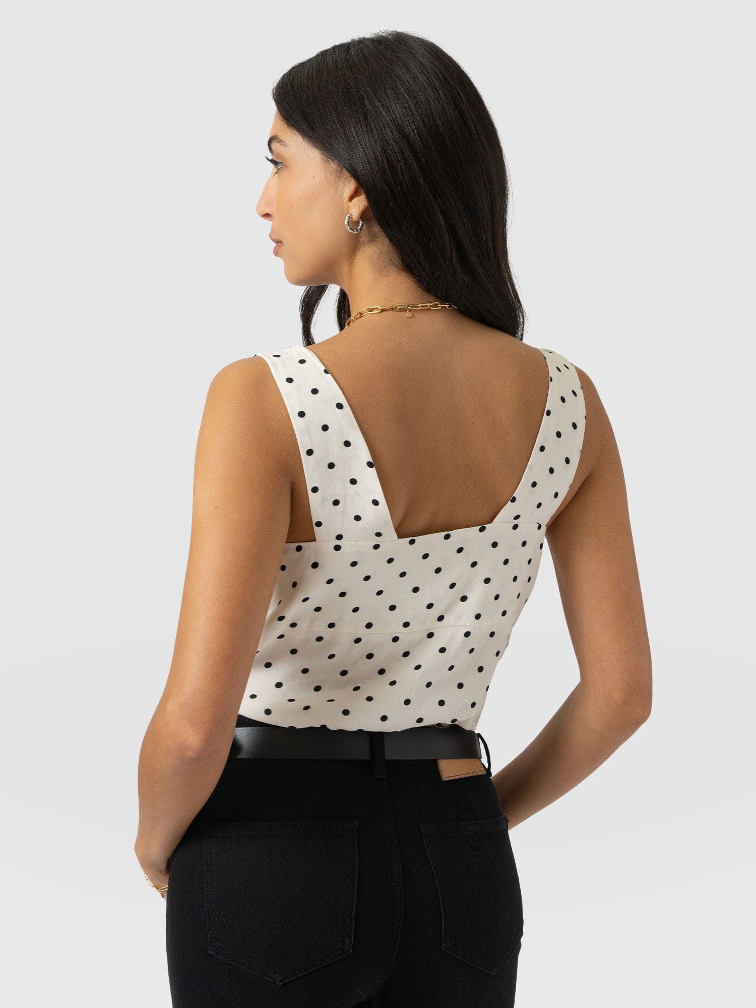 Raye Cowl Cami - Cream Polka Dot - Women's T-shirts | Saint + Sofia® EU