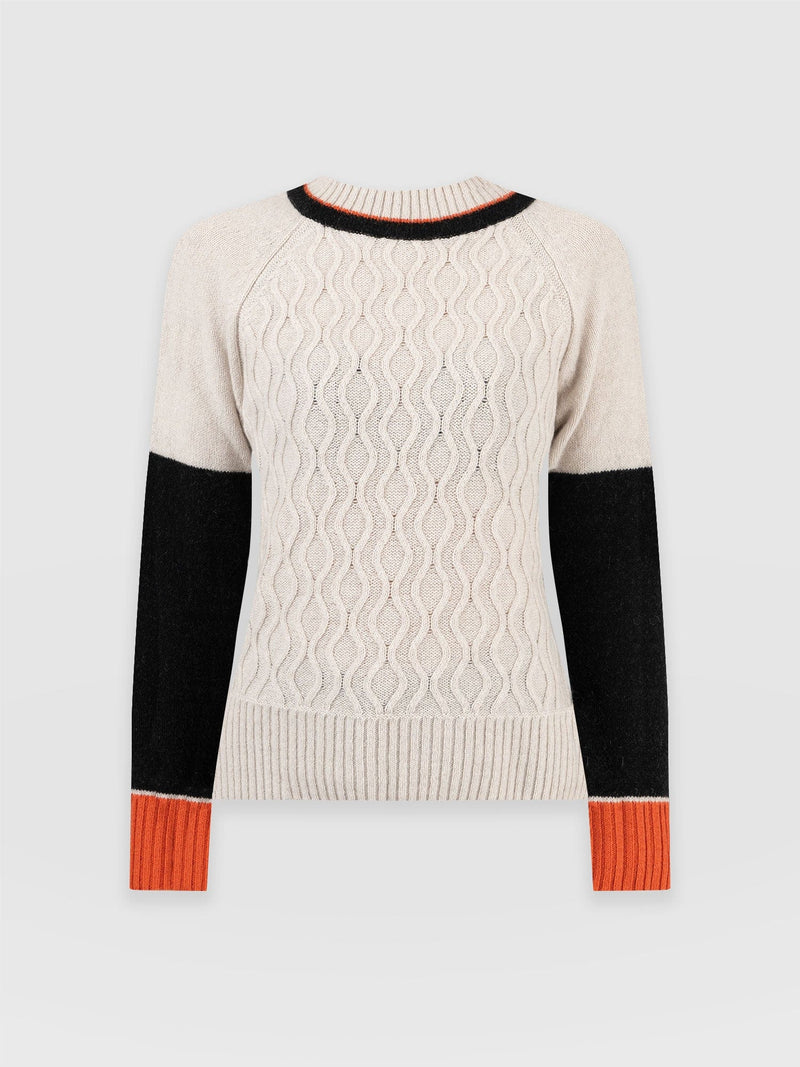 Rayner Cashmere Jumper Black/Beige/Orange - Women's Jumper | Saint + Sofia® EU