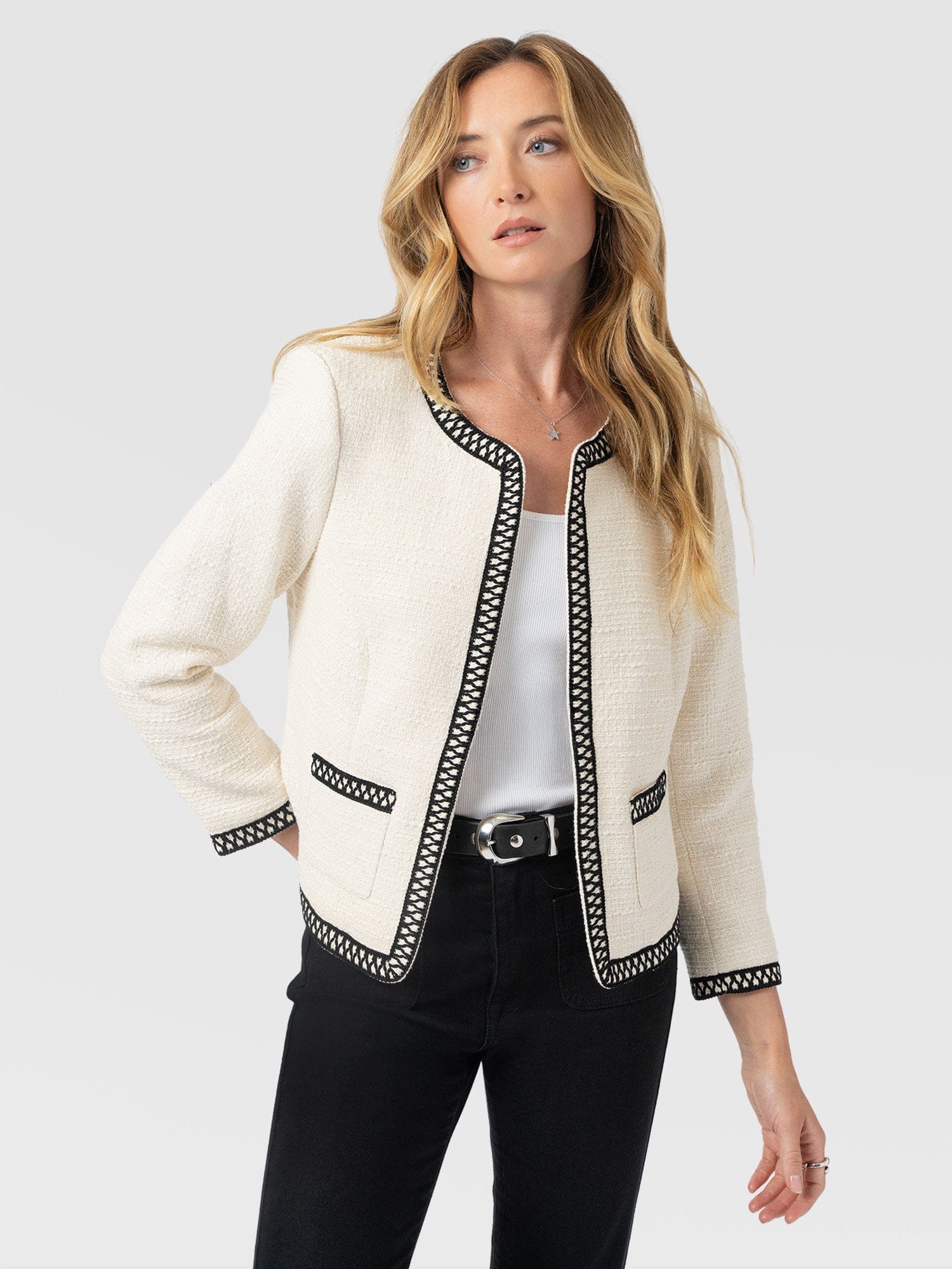 Rayner Jacket Cream/Black - Women's Jackets | Saint + Sofia® EU
